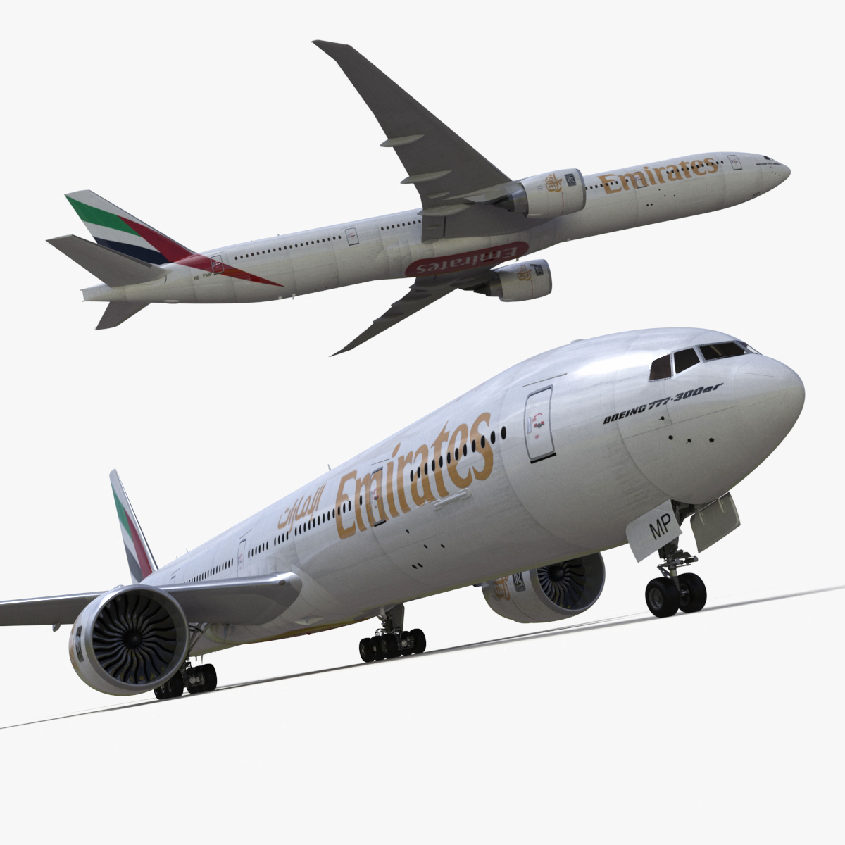 3D Emirates Boeing 777 Rigged