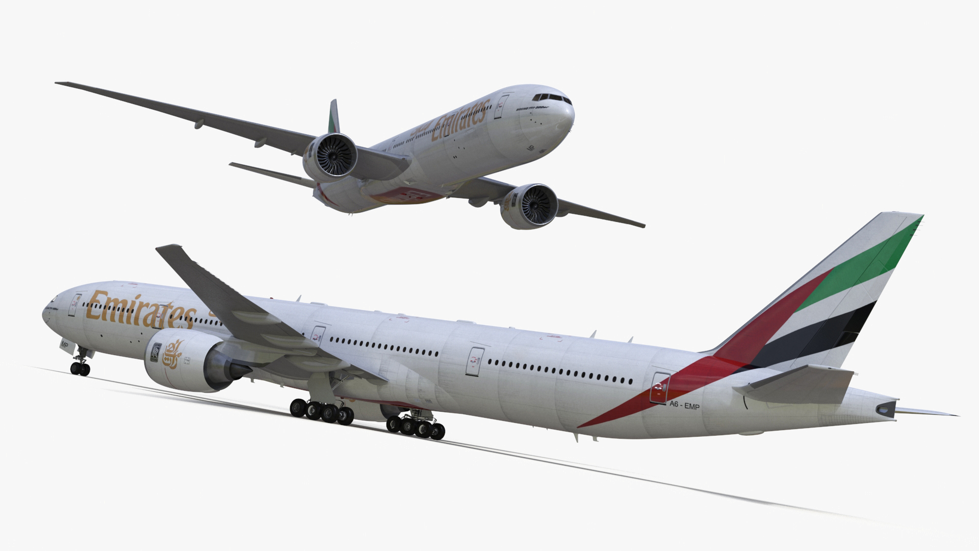 3D Emirates Boeing 777 Rigged