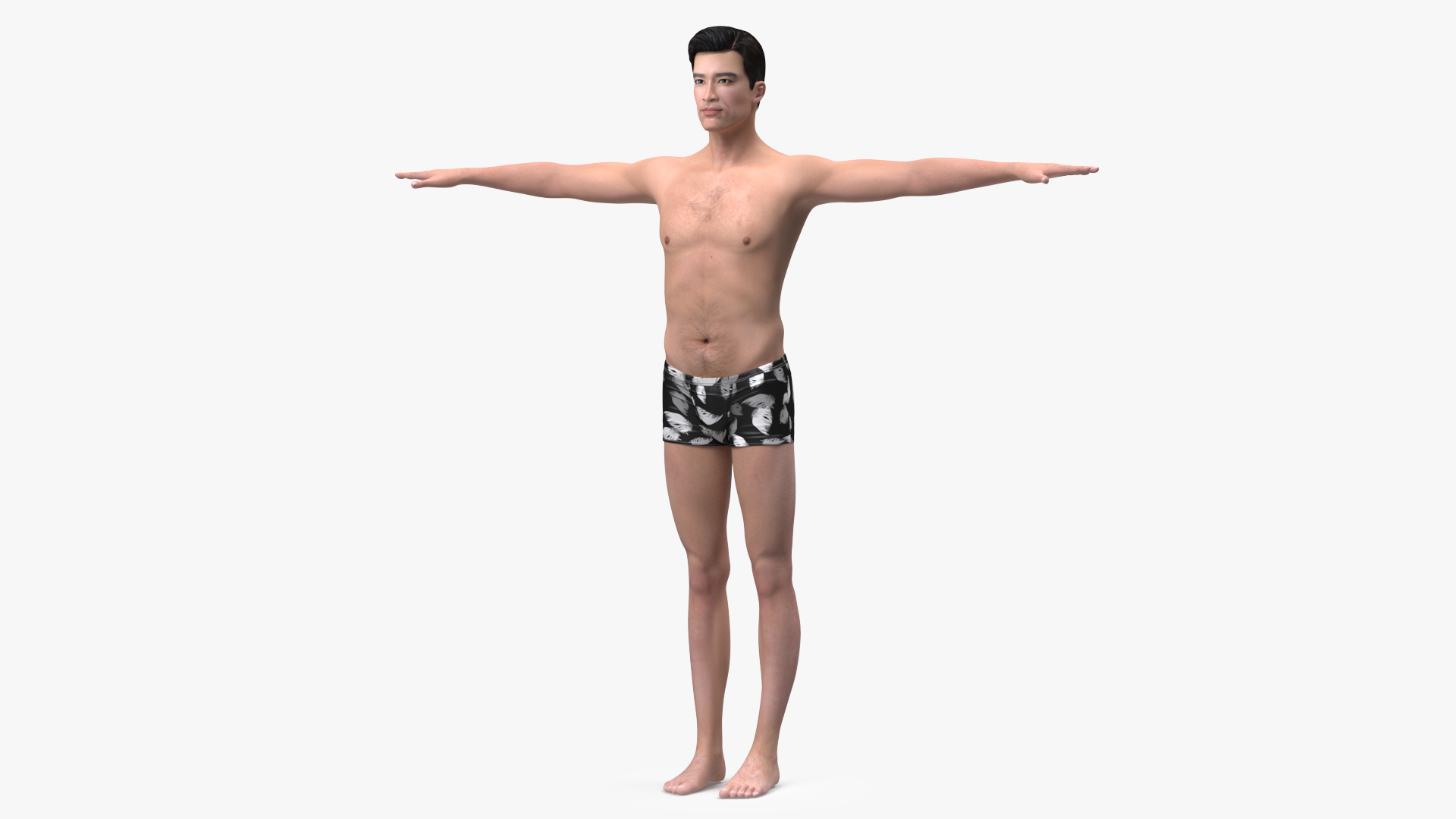 3D Asian Man Underwear T Pose