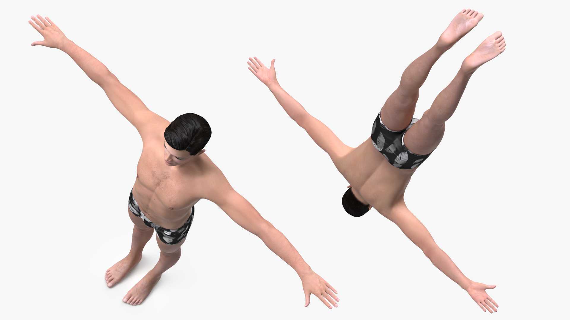 3D Asian Man Underwear T Pose