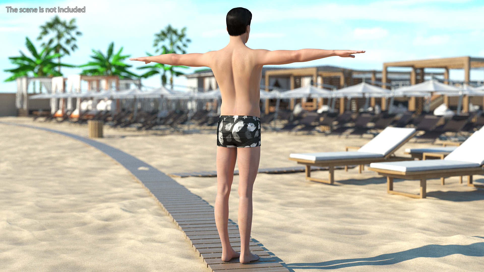 3D Asian Man Underwear T Pose