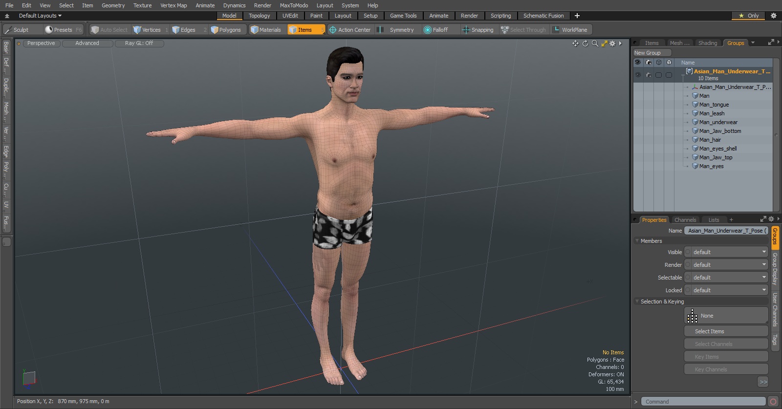 3D Asian Man Underwear T Pose