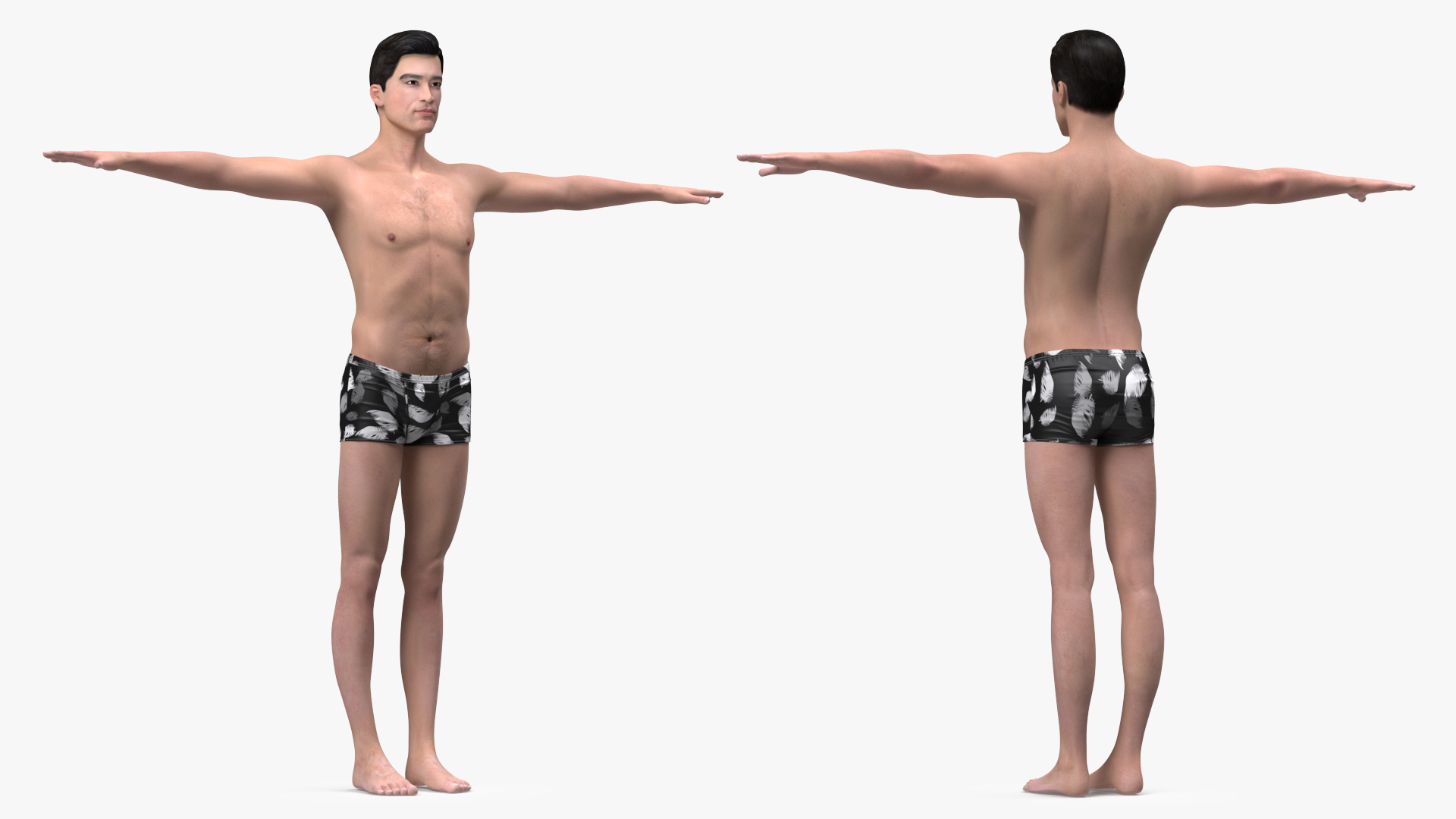 3D Asian Man Underwear T Pose