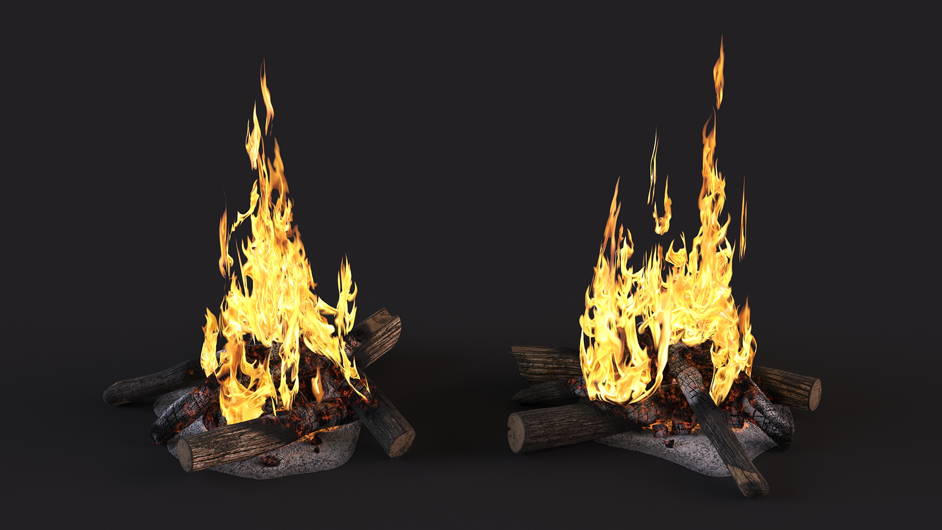 Bonfire of Wooden Logs 3D