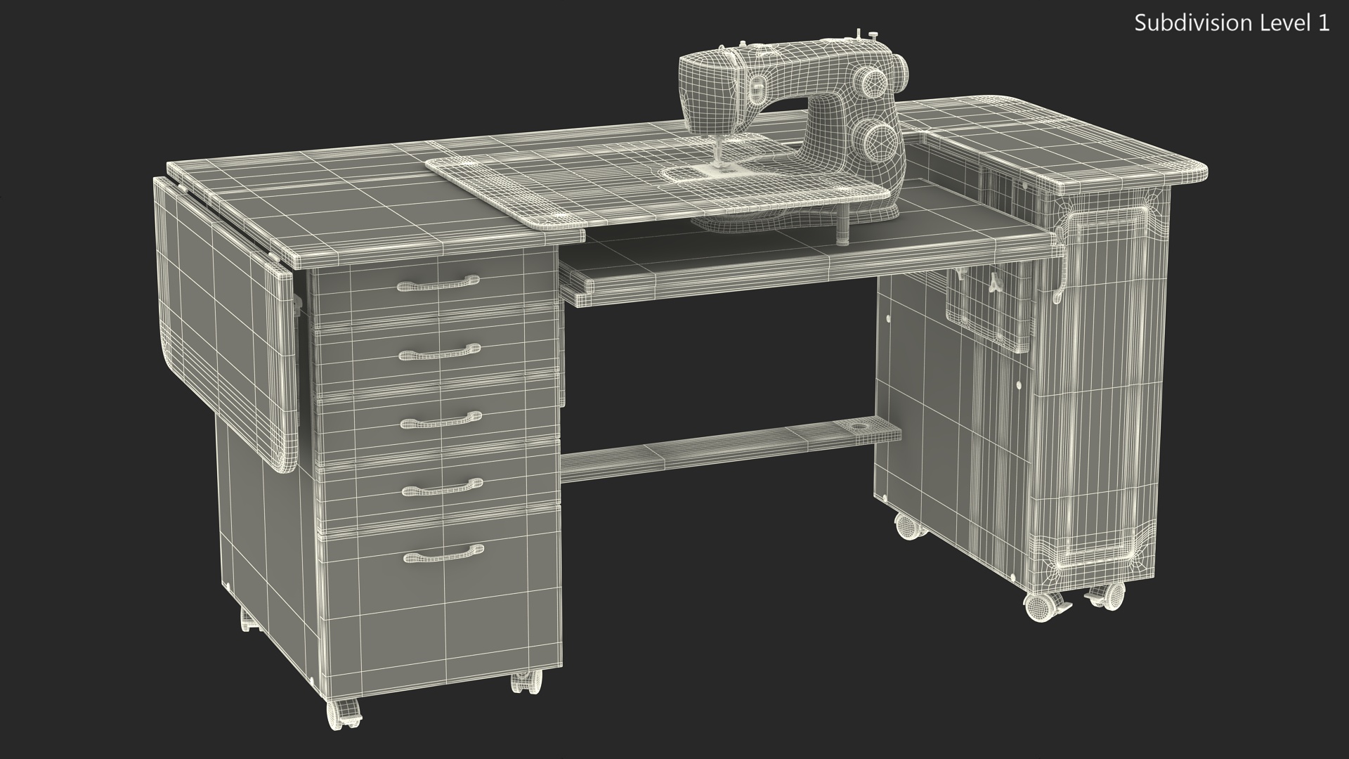 3D Horn Elements Sewing Table Unit Rigged model