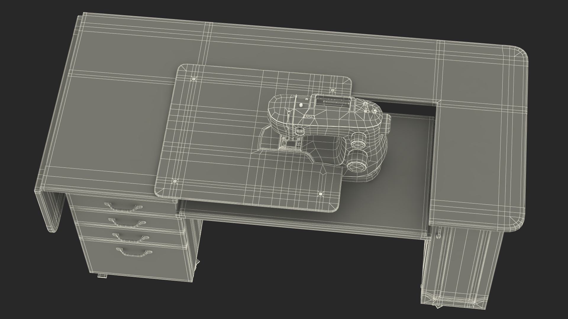 3D Horn Elements Sewing Table Unit Rigged model