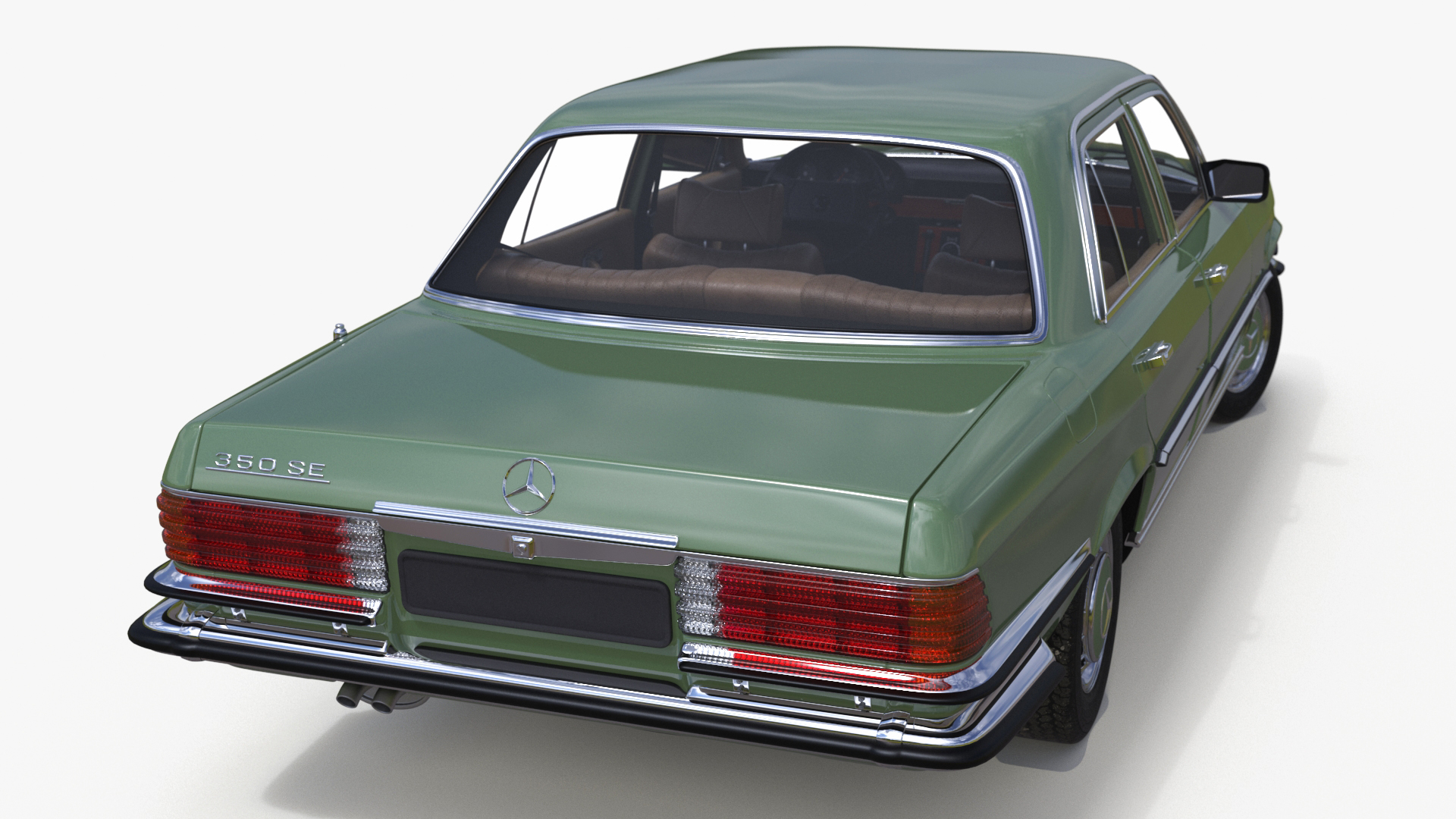 3D Classic Mercedes Benz 350 SE Green Rigged