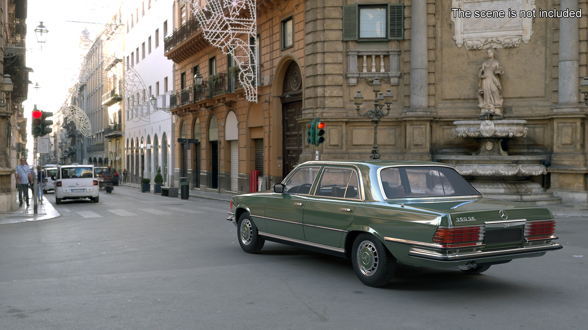 3D Classic Mercedes Benz 350 SE Green Rigged