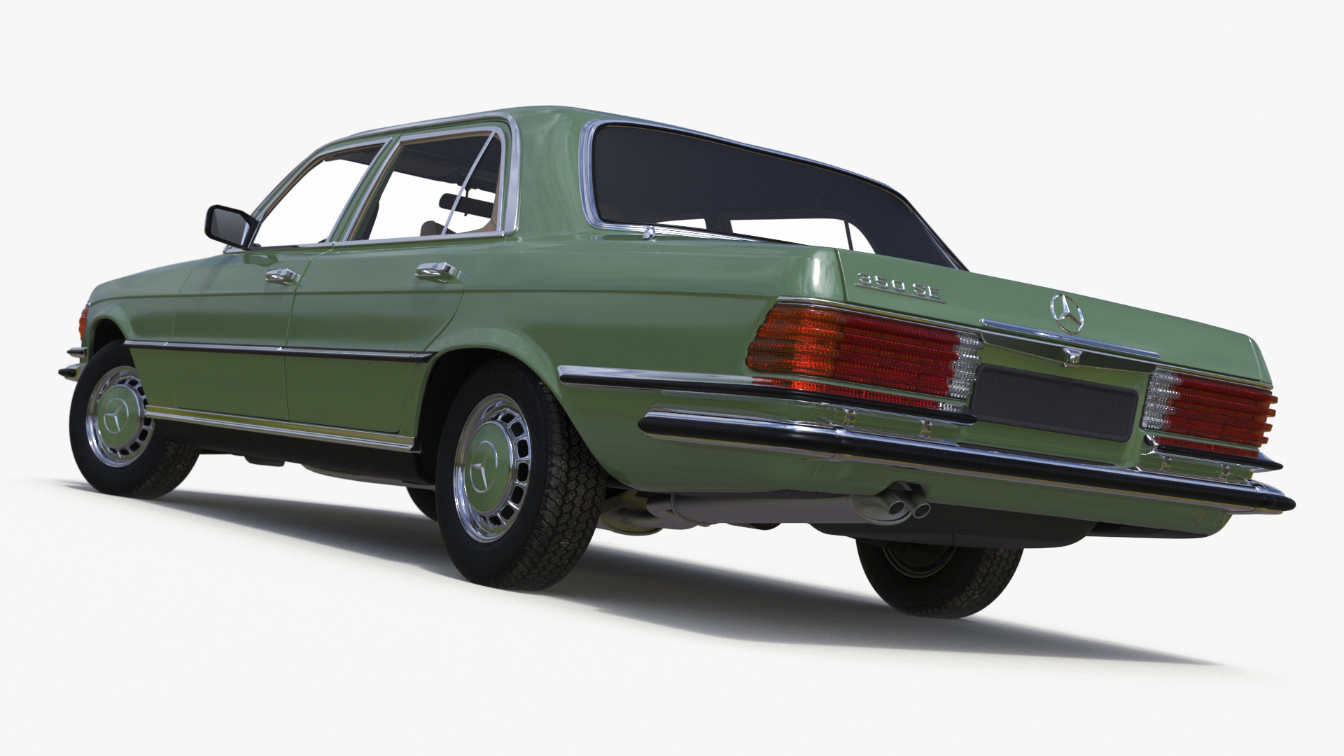 3D Classic Mercedes Benz 350 SE Green Rigged