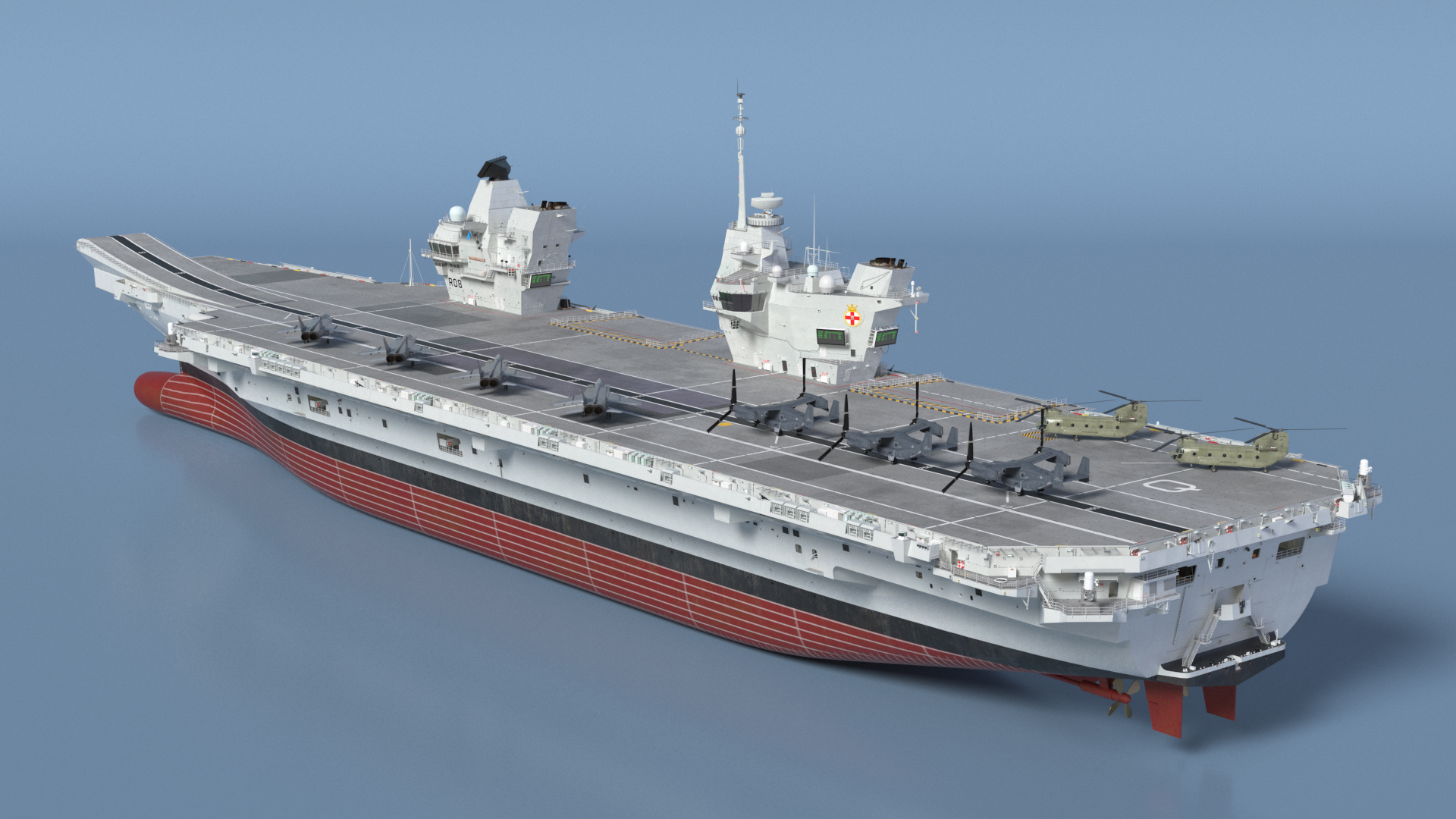 3D HMS Prince of Wales with Military Equipment model