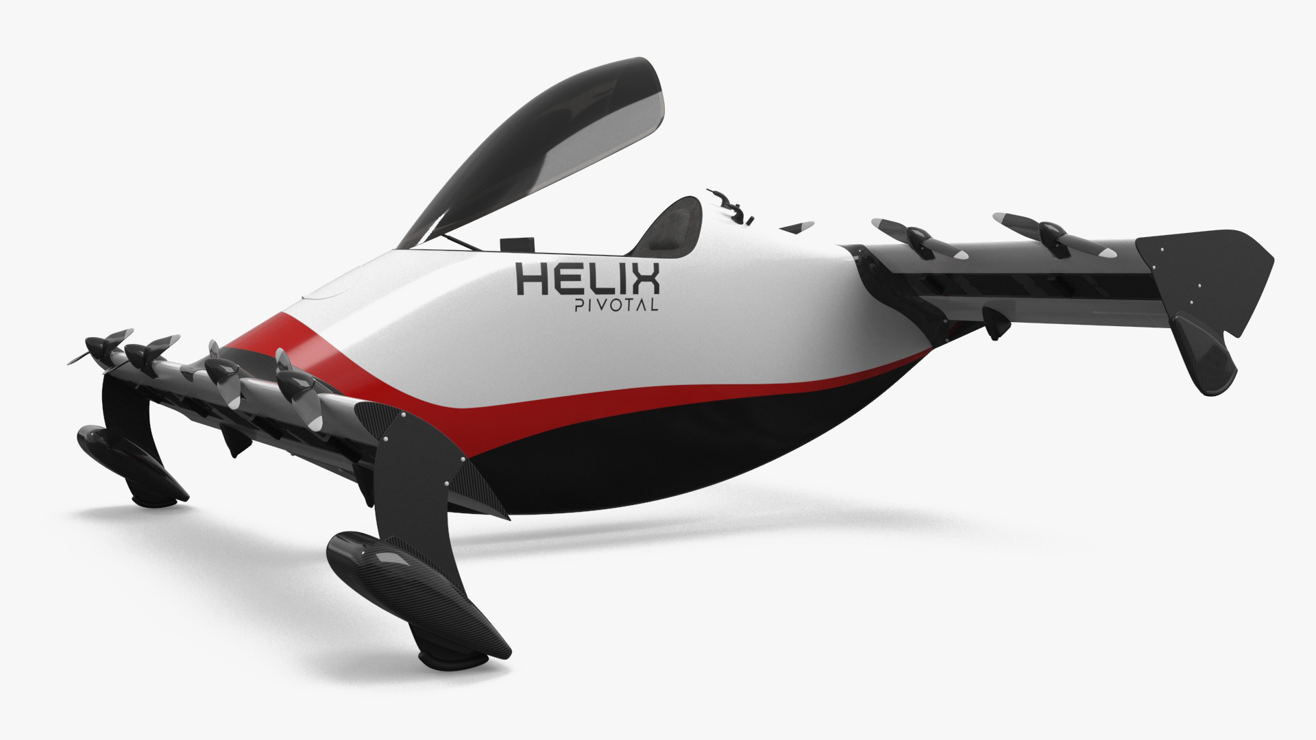 Helix Pivotal Electric VTOL Aircraft Rigged for Cinema 4D 3D