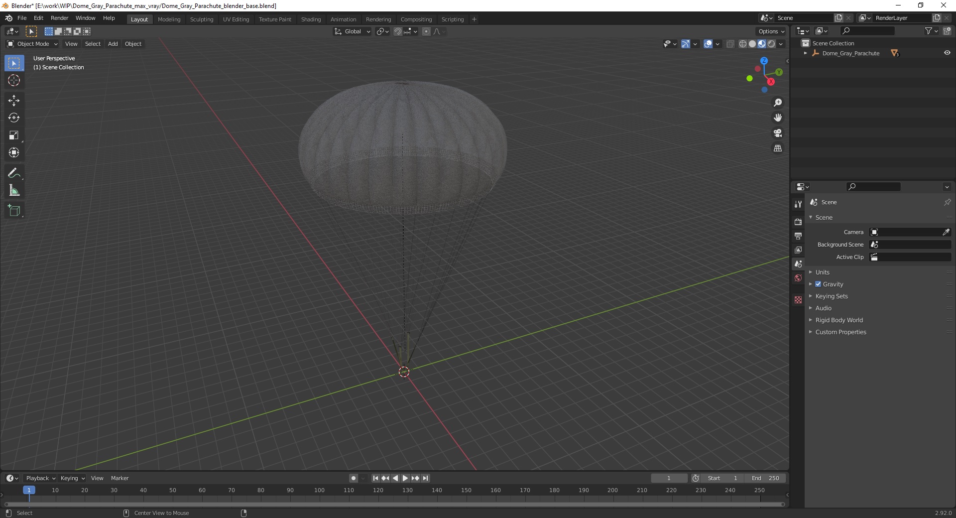 Dome Gray Parachute 3D model