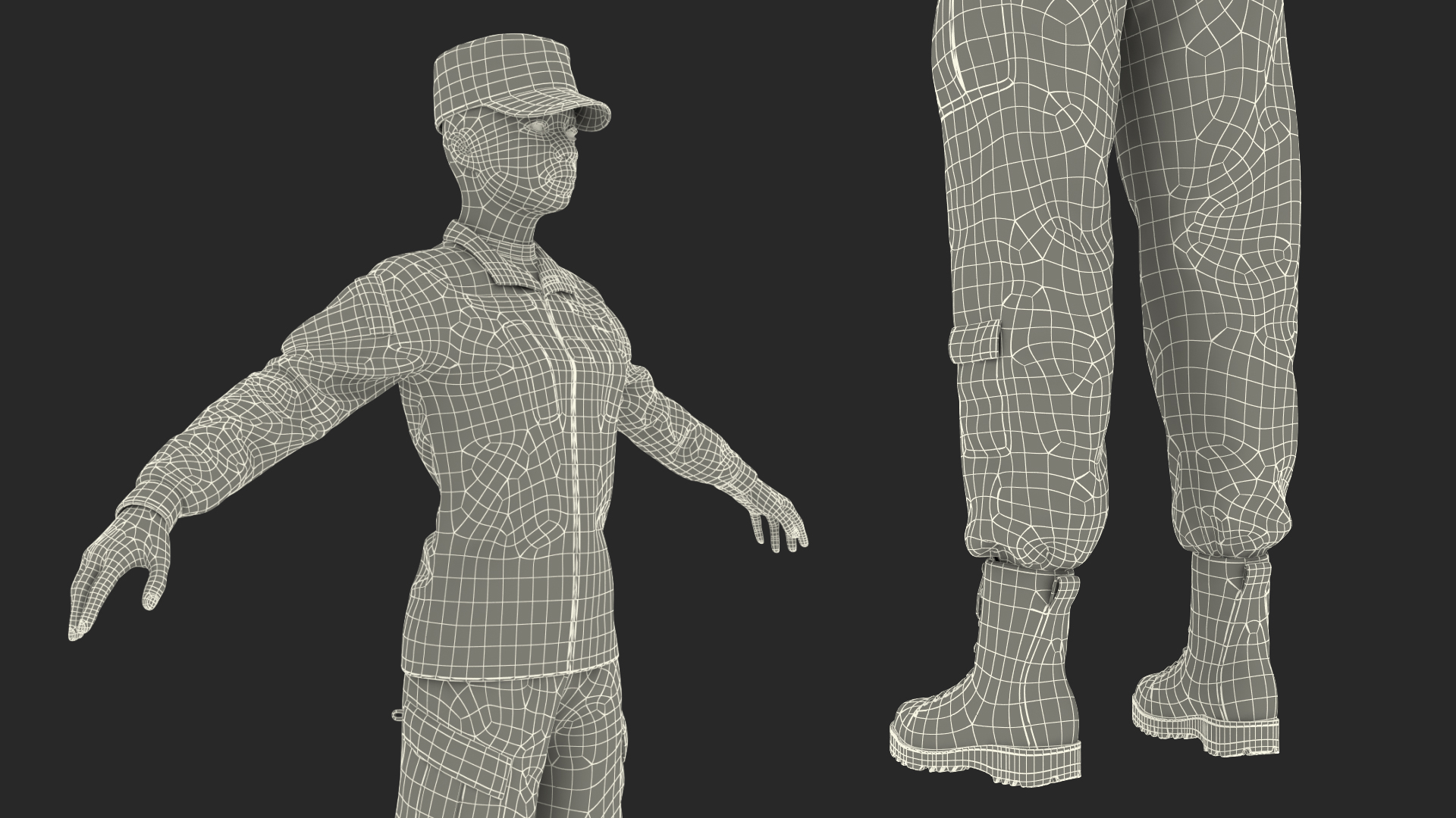 3D Black Female Soldier ACU Rigged