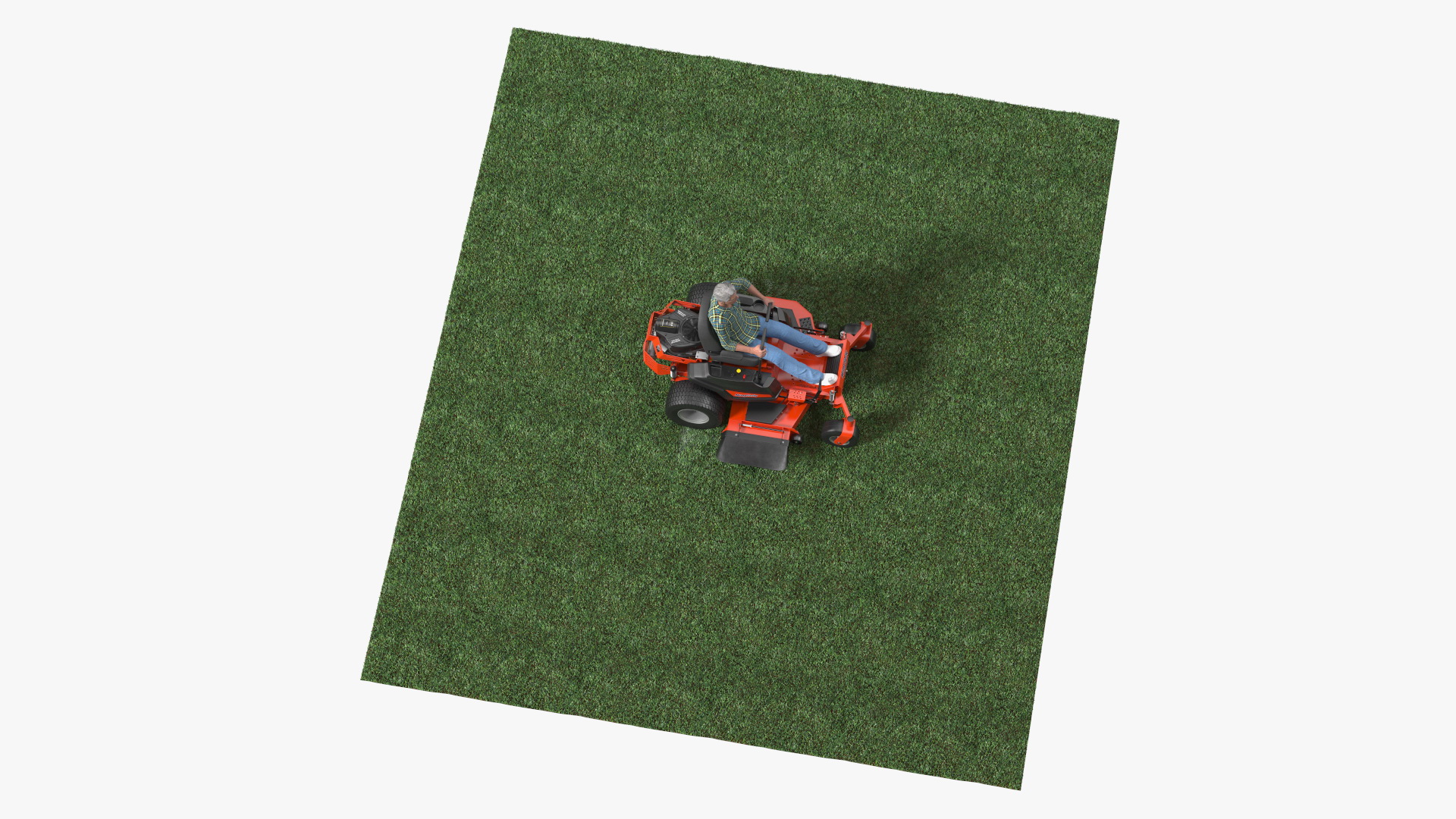 3D model Elderly Man on Simplicity Lawn Mower Fur