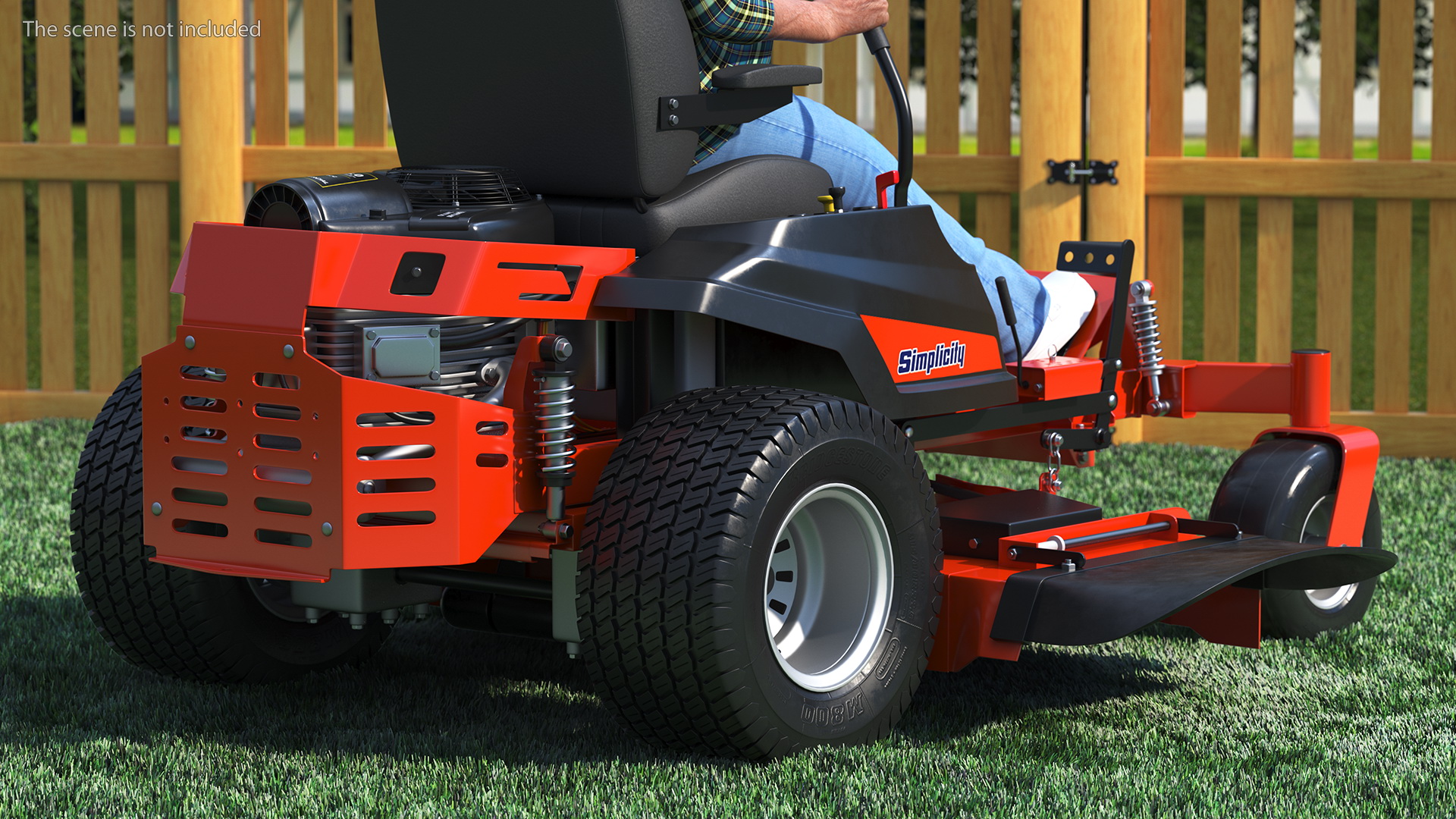 3D model Elderly Man on Simplicity Lawn Mower Fur