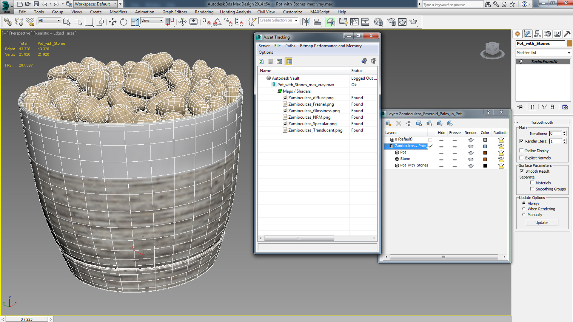 3D model Pot with Stones