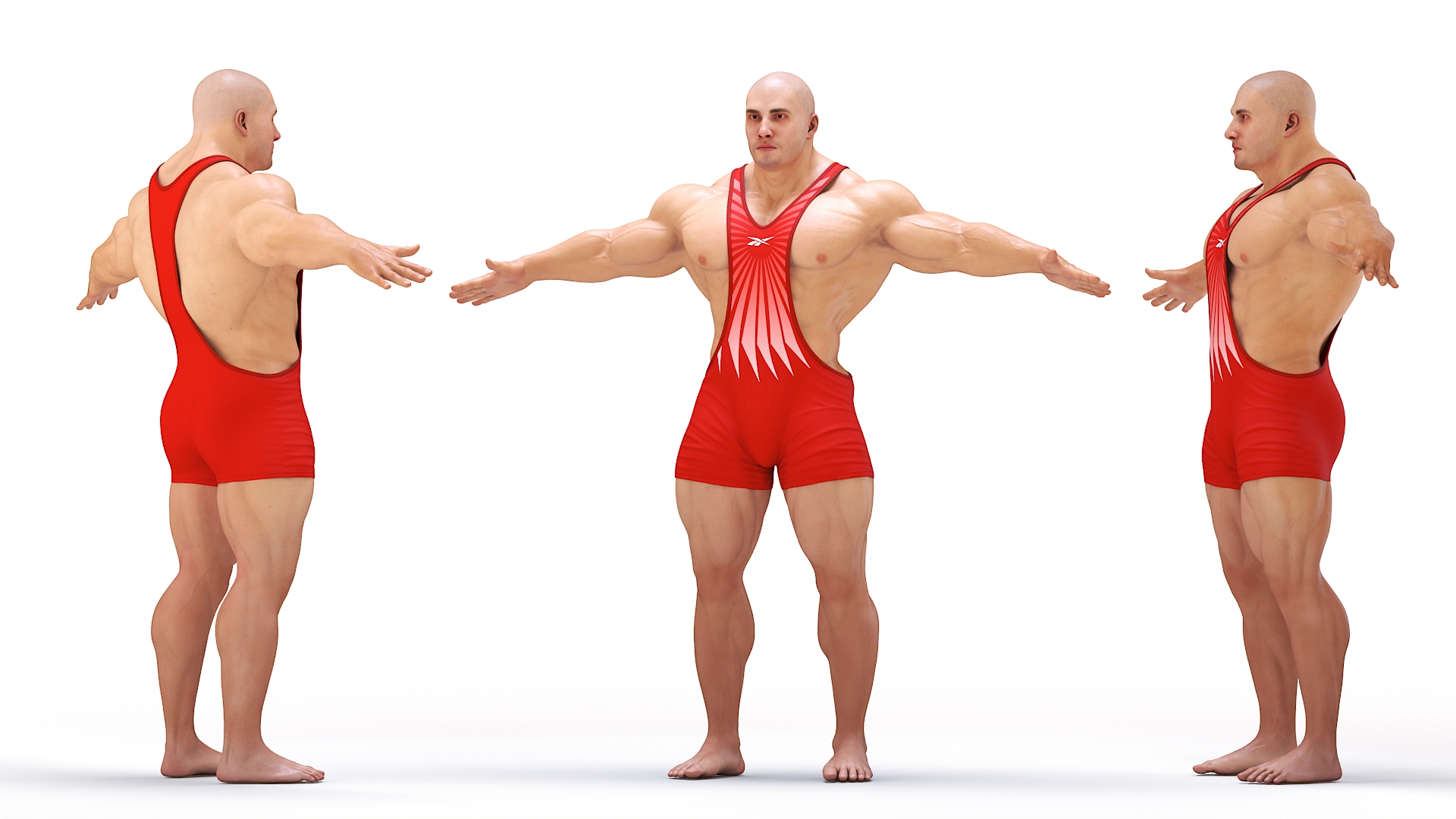 3D Fit Athletic Male T pose in Reebok Red Singlet