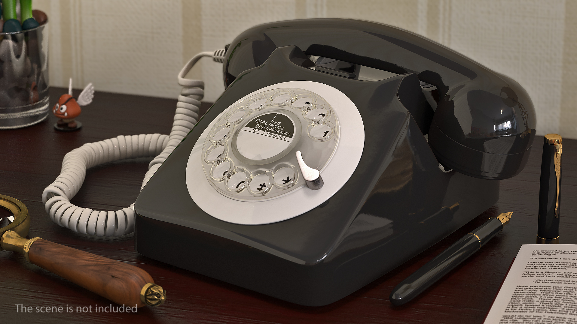 Classic Style Rotary Dial Table Phone 3D