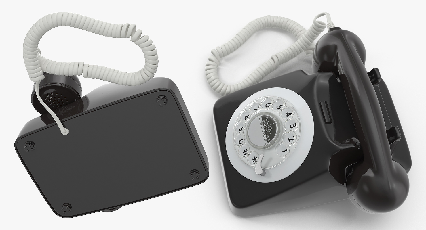 Classic Style Rotary Dial Table Phone 3D