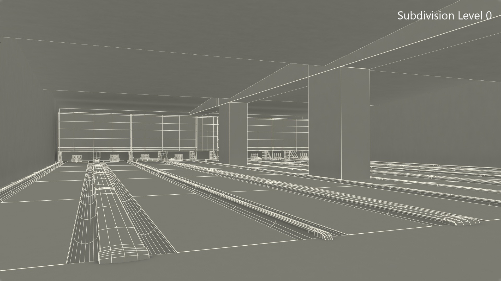 Empty Bowling Center Interior 3D model