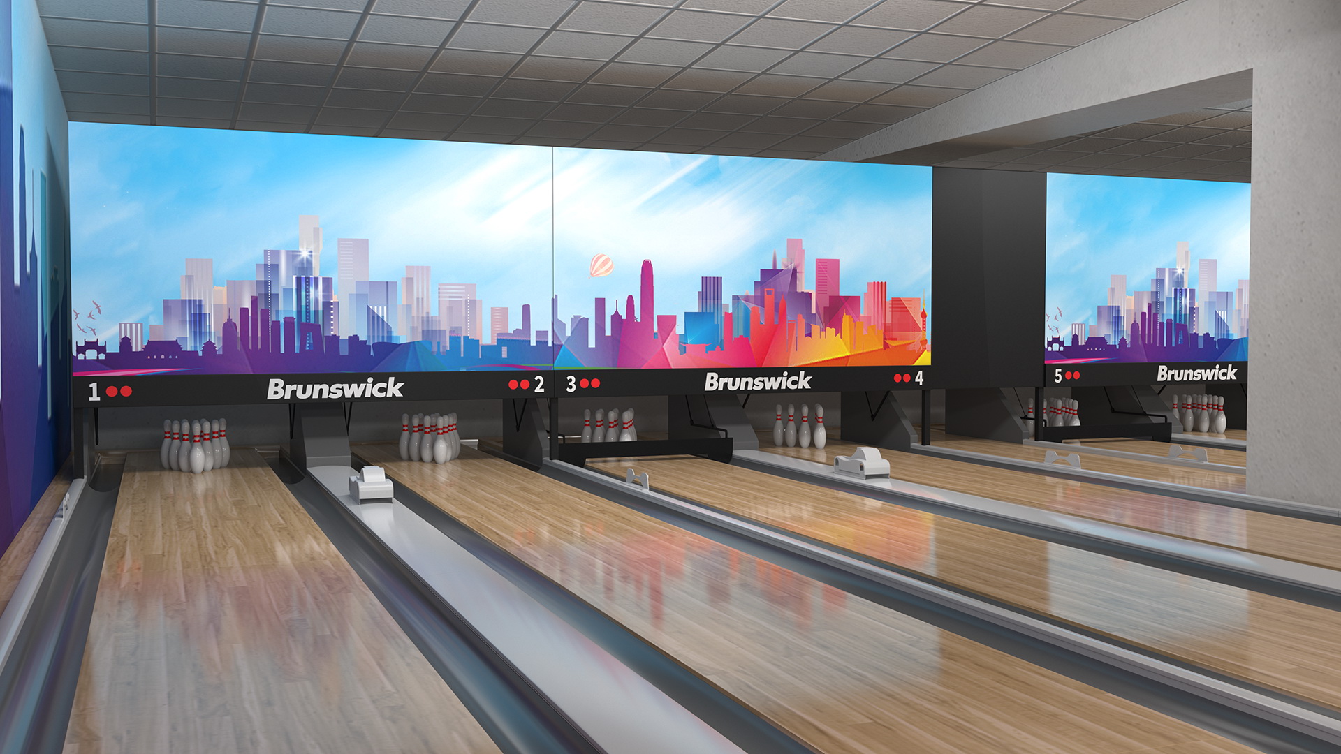 Empty Bowling Center Interior 3D model