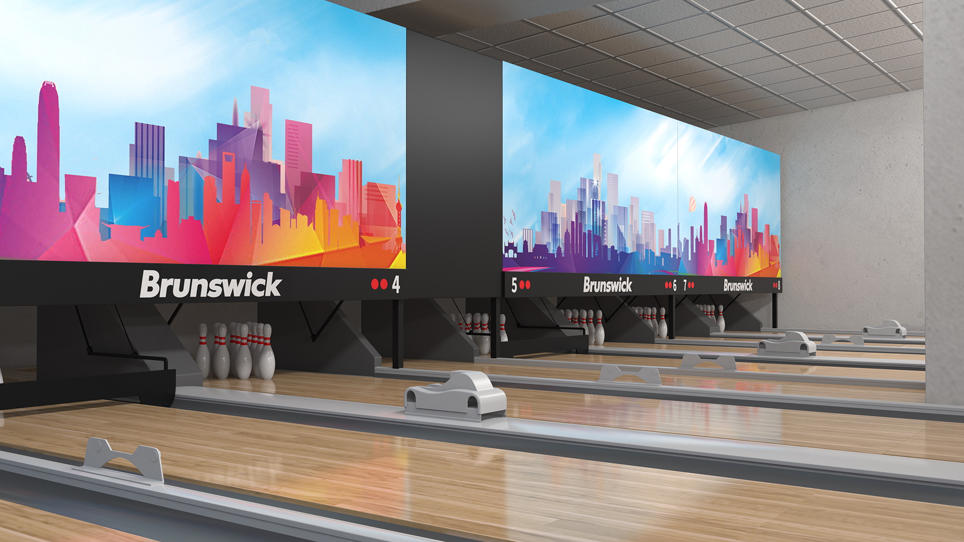 Empty Bowling Center Interior 3D model