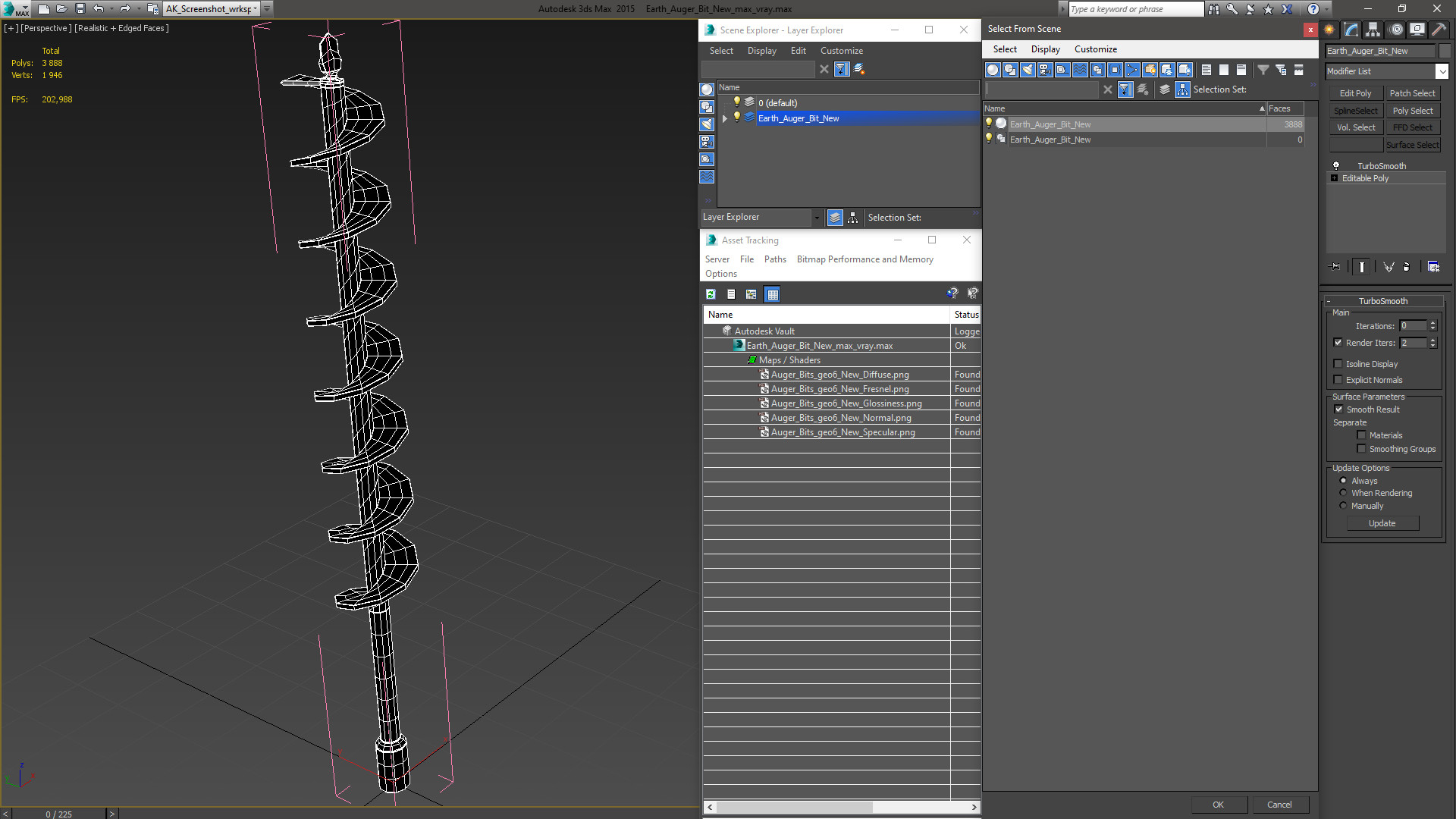 Earth Auger Bit New 3D model