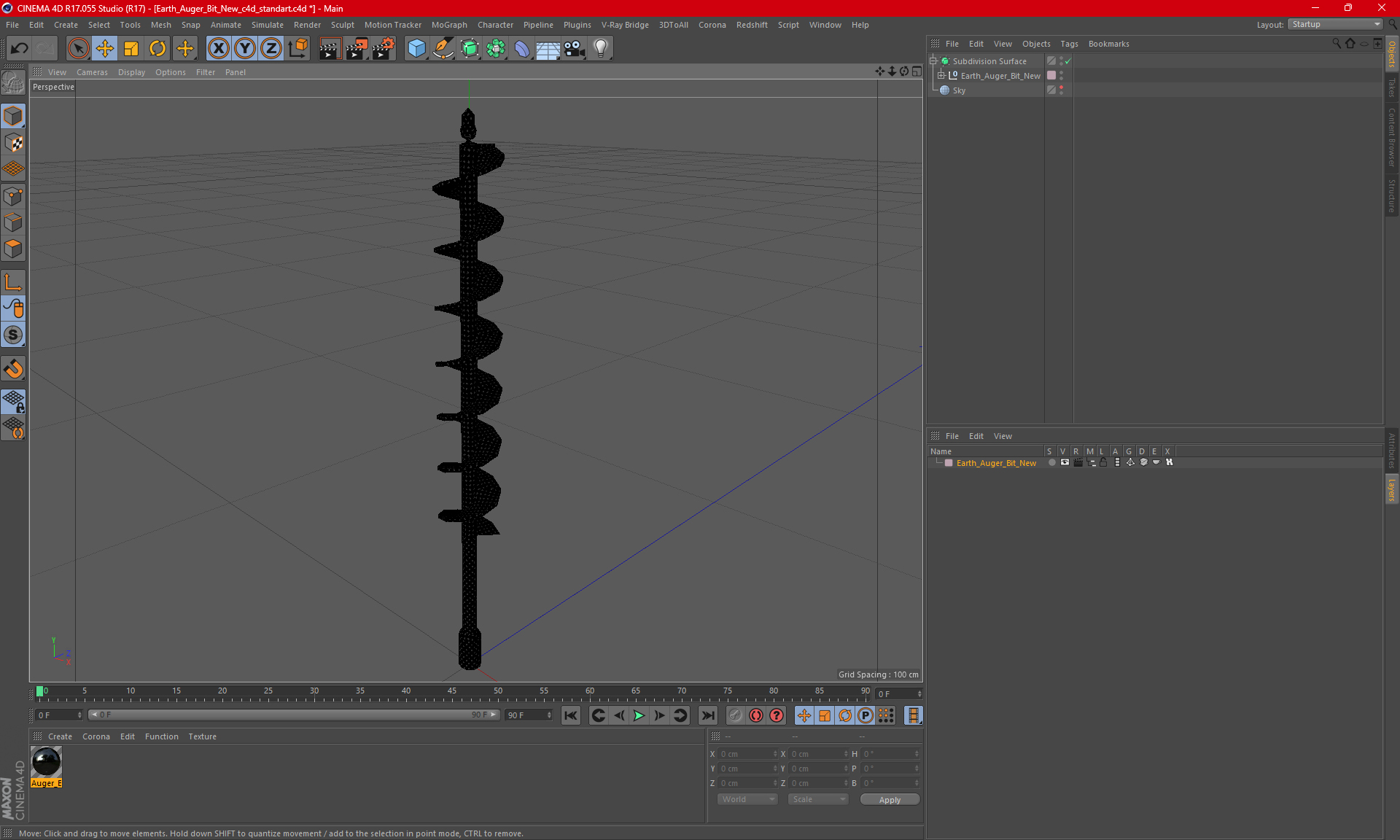 Earth Auger Bit New 3D model