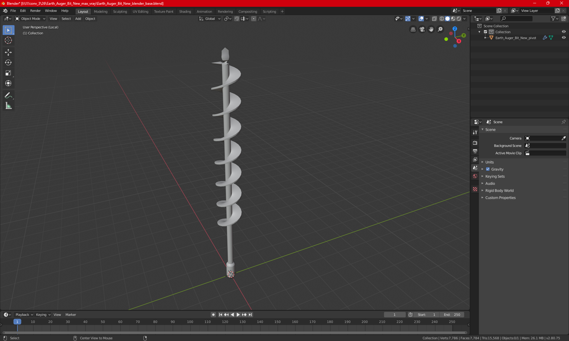 Earth Auger Bit New 3D model