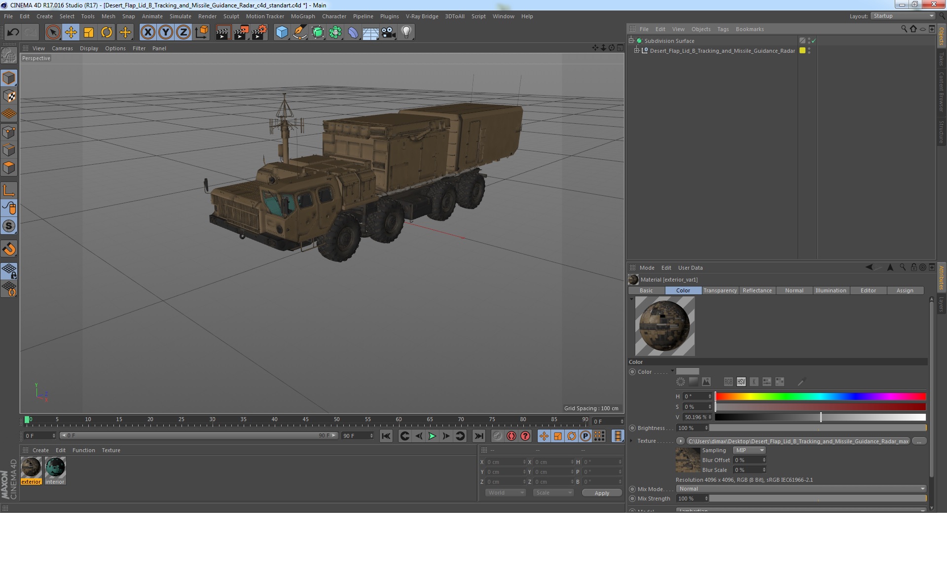 3D Desert Flap Lid B Tracking and Missile Guidance Radar model