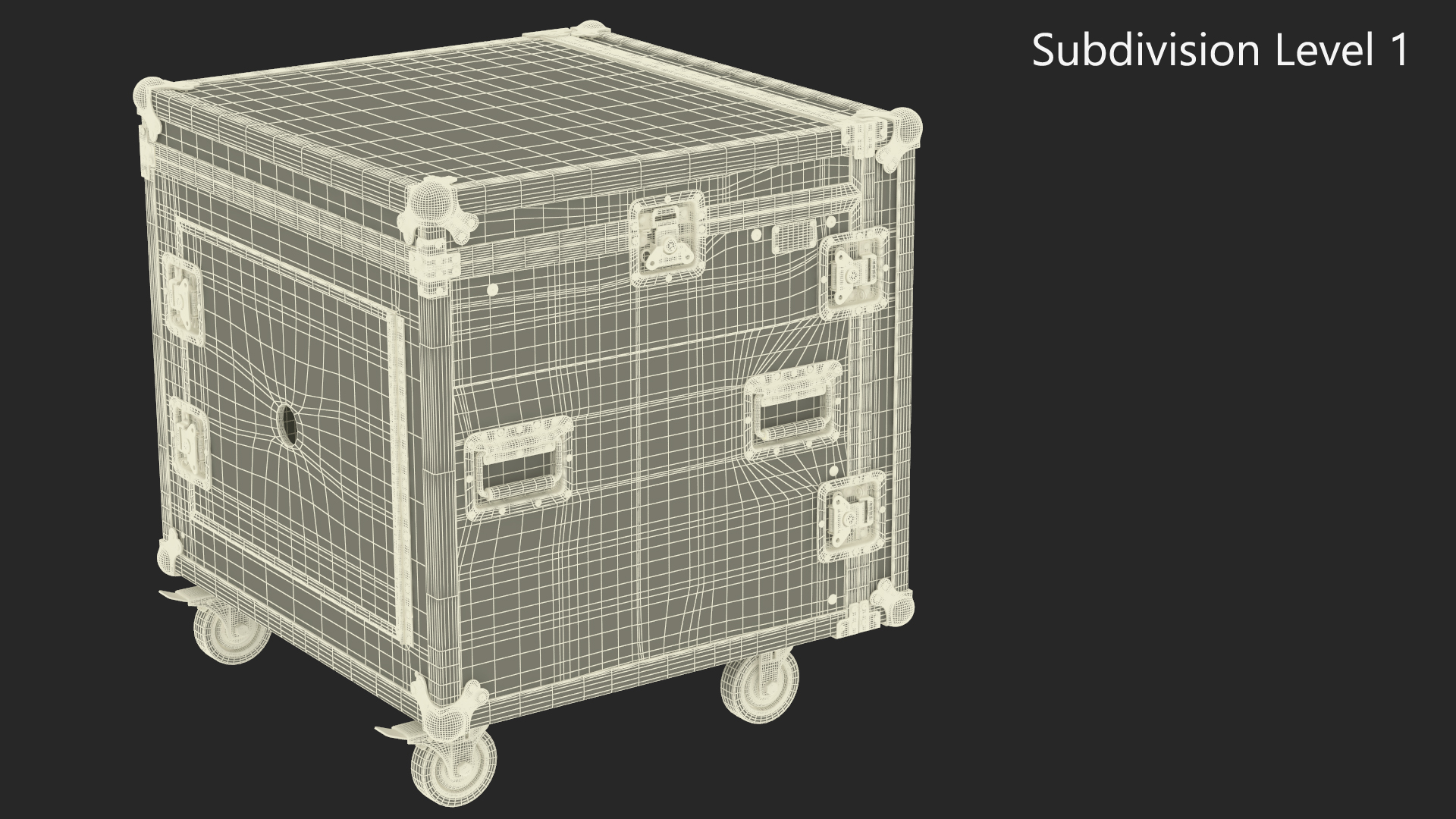 3D model Heavy Duty Rack Flight Case with Wheels 52x48x48cm