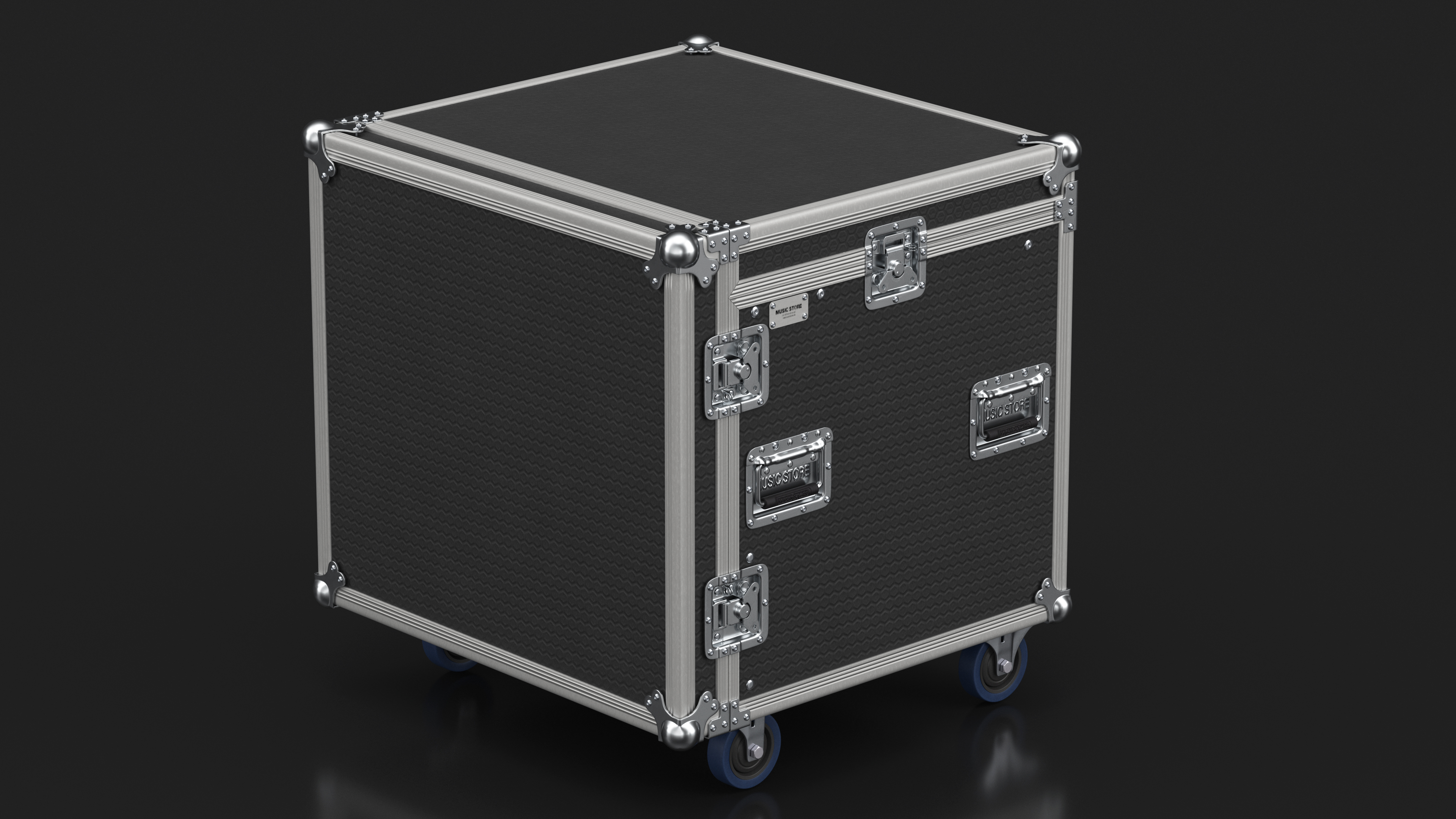 3D model Heavy Duty Rack Flight Case with Wheels 52x48x48cm