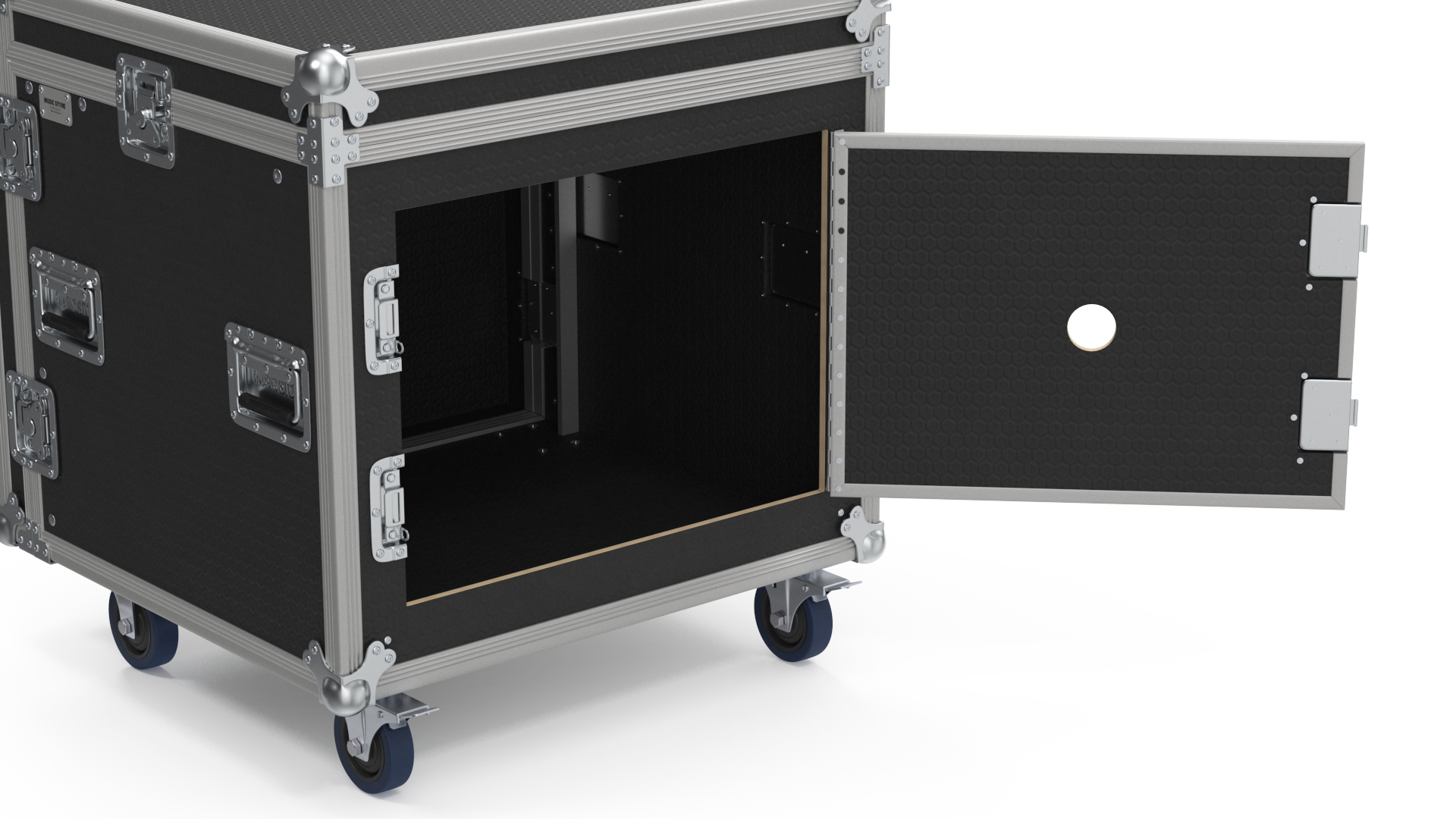 3D model Heavy Duty Rack Flight Case with Wheels 52x48x48cm