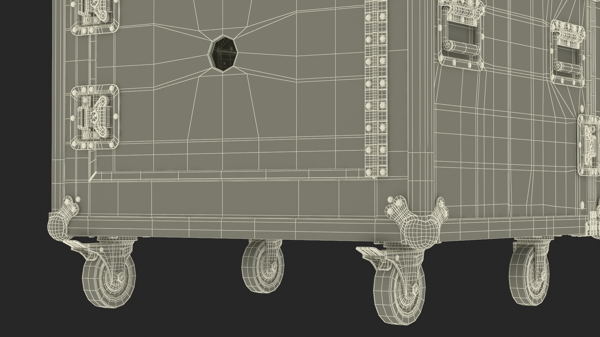 3D model Heavy Duty Rack Flight Case with Wheels 52x48x48cm