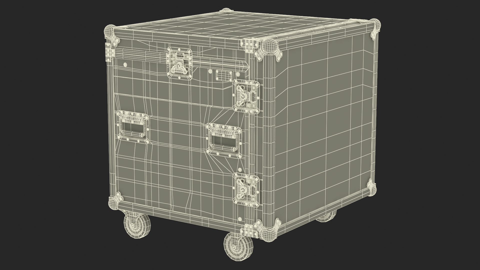 3D model Heavy Duty Rack Flight Case with Wheels 52x48x48cm