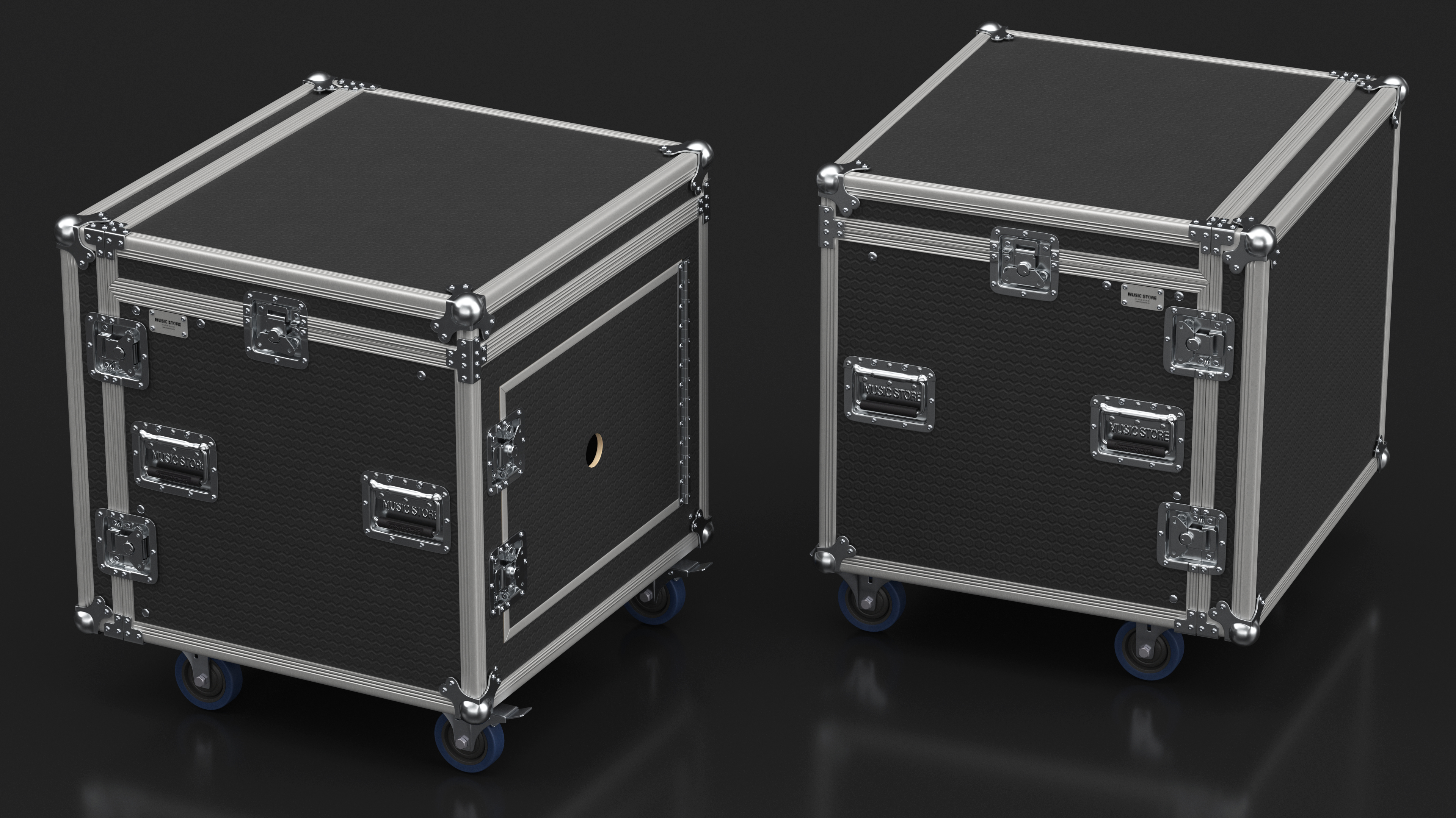 3D model Heavy Duty Rack Flight Case with Wheels 52x48x48cm