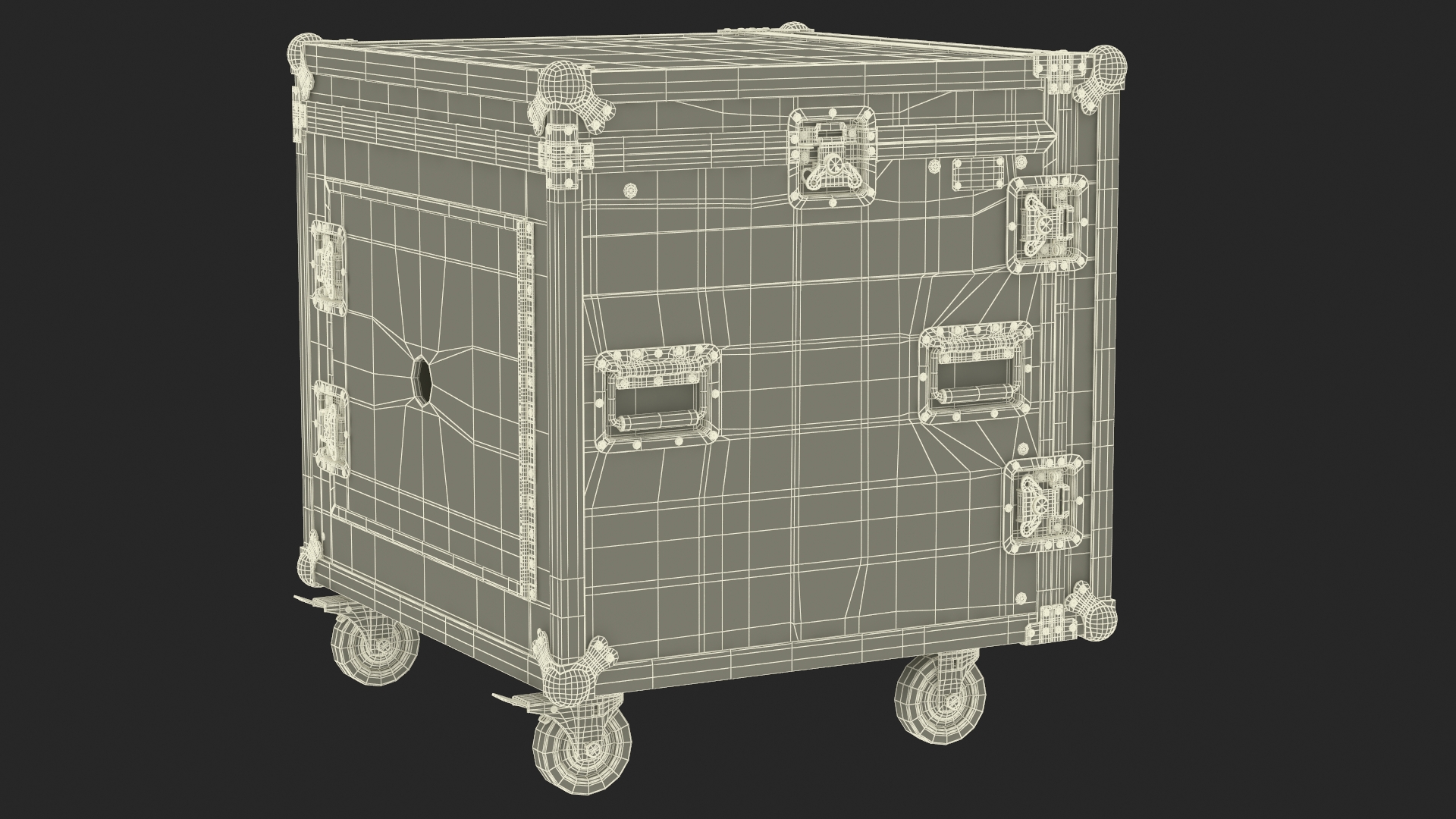 3D model Heavy Duty Rack Flight Case with Wheels 52x48x48cm