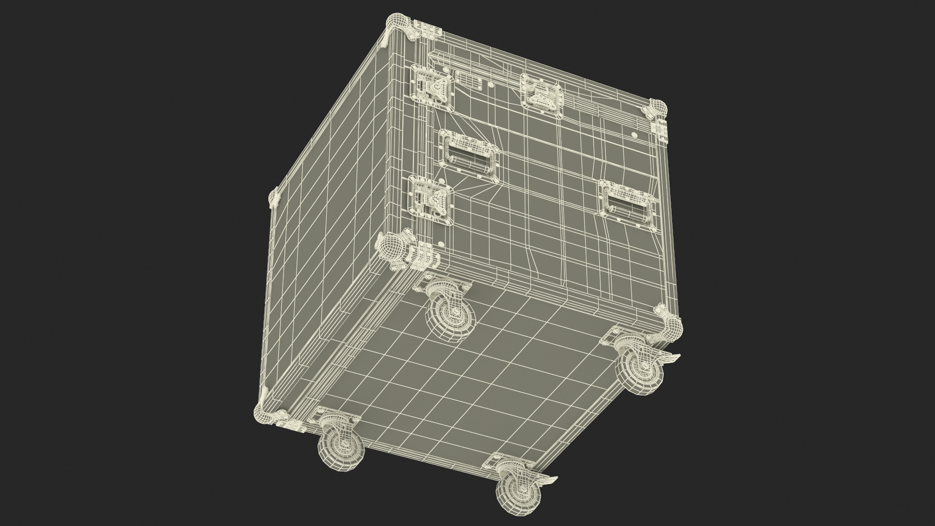 3D model Heavy Duty Rack Flight Case with Wheels 52x48x48cm