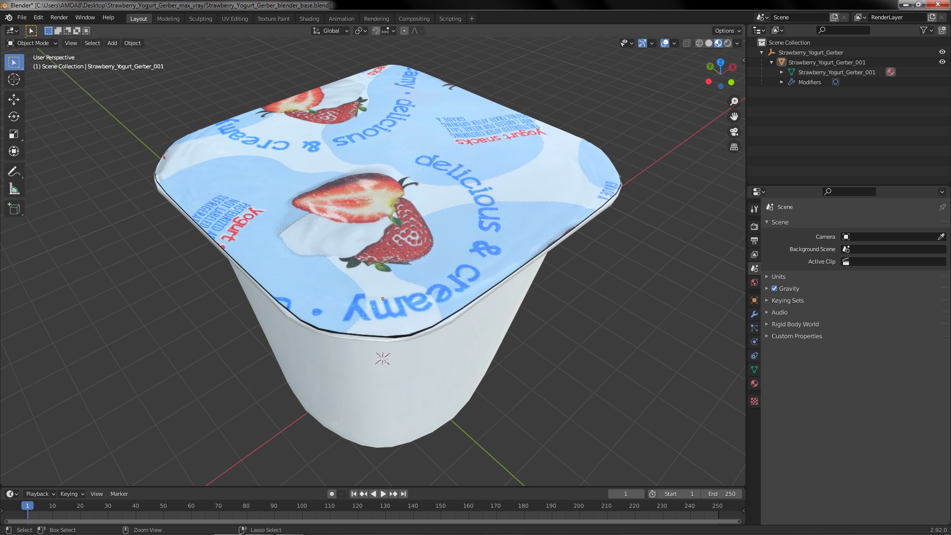 Strawberry Yogurt Gerber 3D model