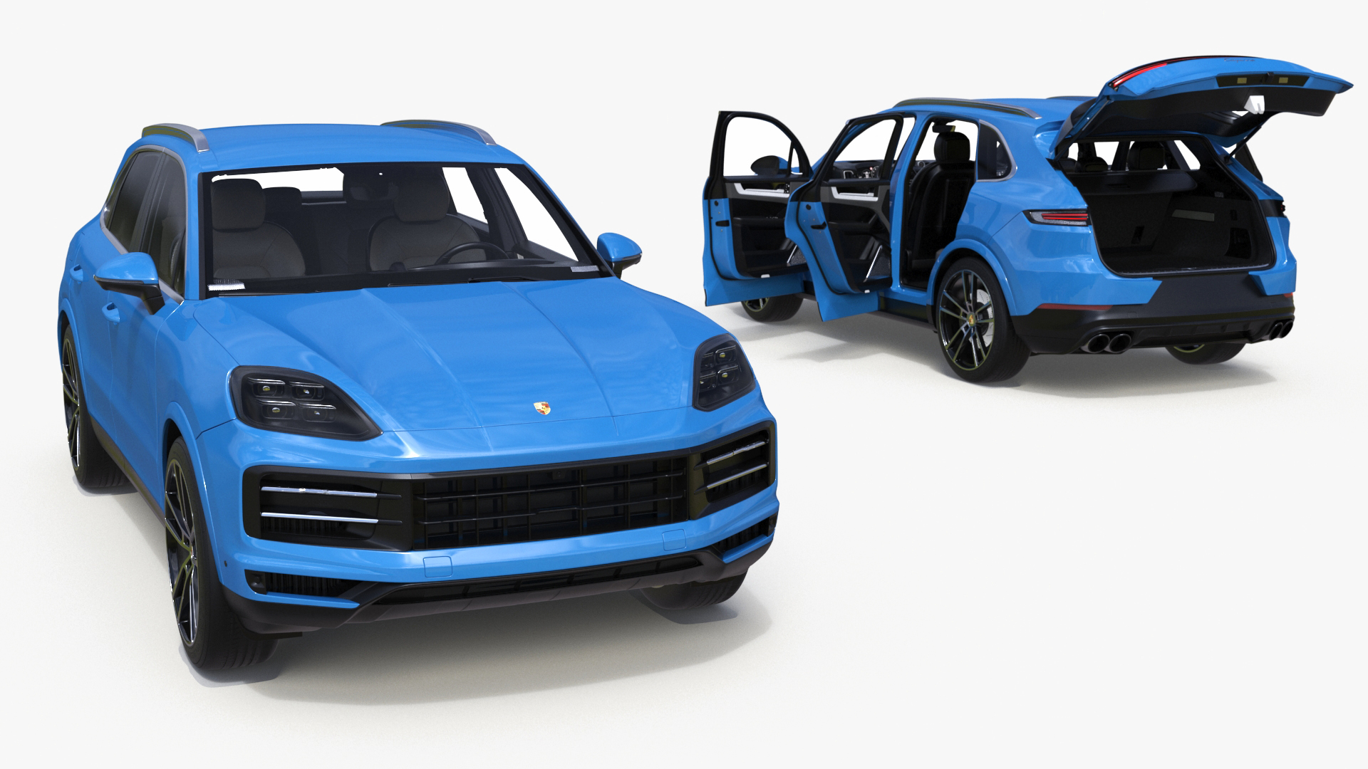 3D model Porsche Cayenne Luxury SUV Montego Blue Rigged for Maya