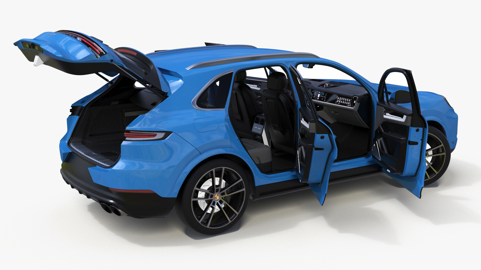 3D model Porsche Cayenne Luxury SUV Montego Blue Rigged for Maya