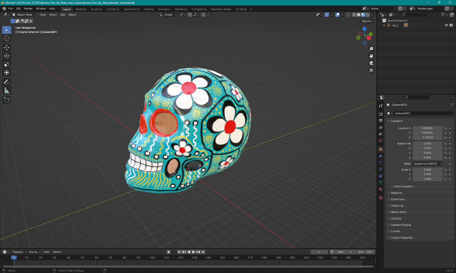 3D Calavera Flor de Vida