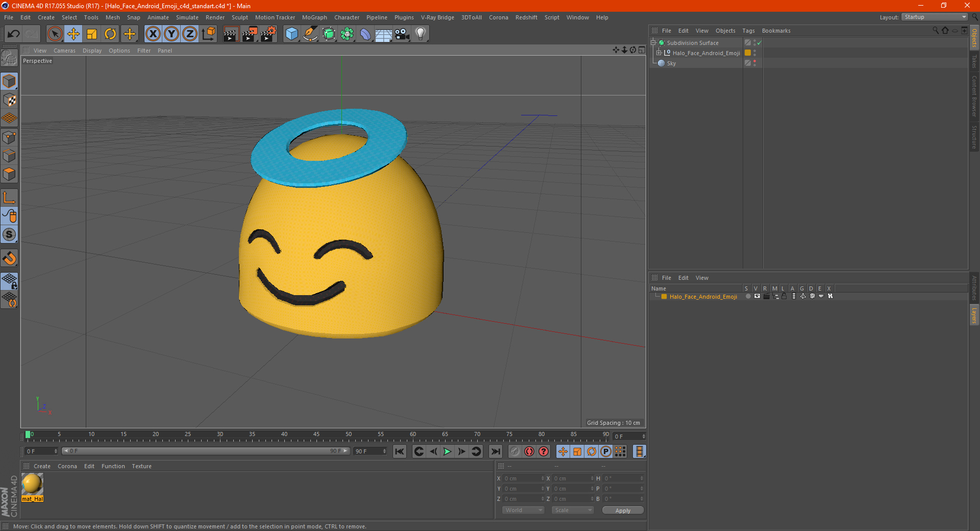 3D Halo Face Android Emoji model