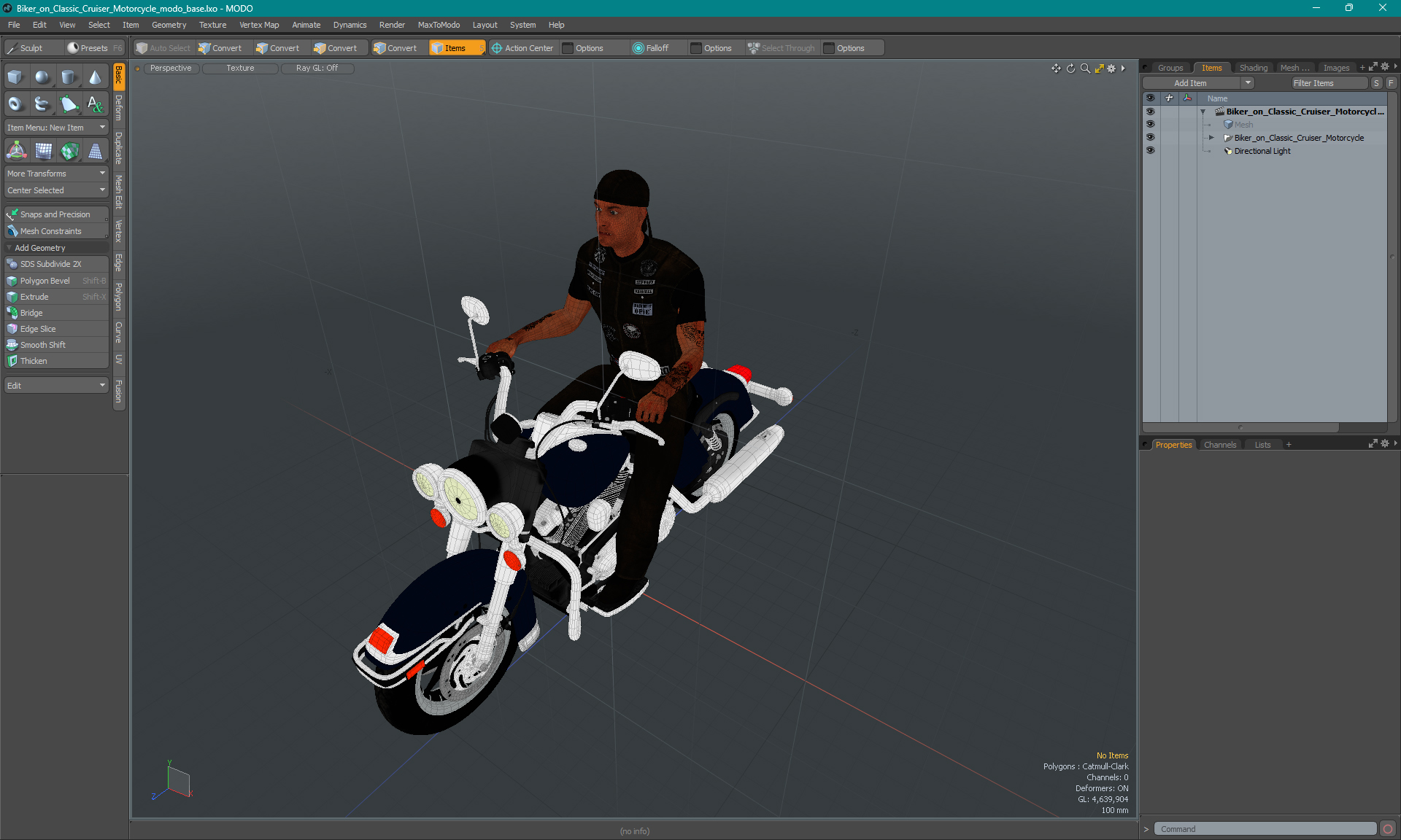 3D model Biker on Classic Cruiser Motorcycle