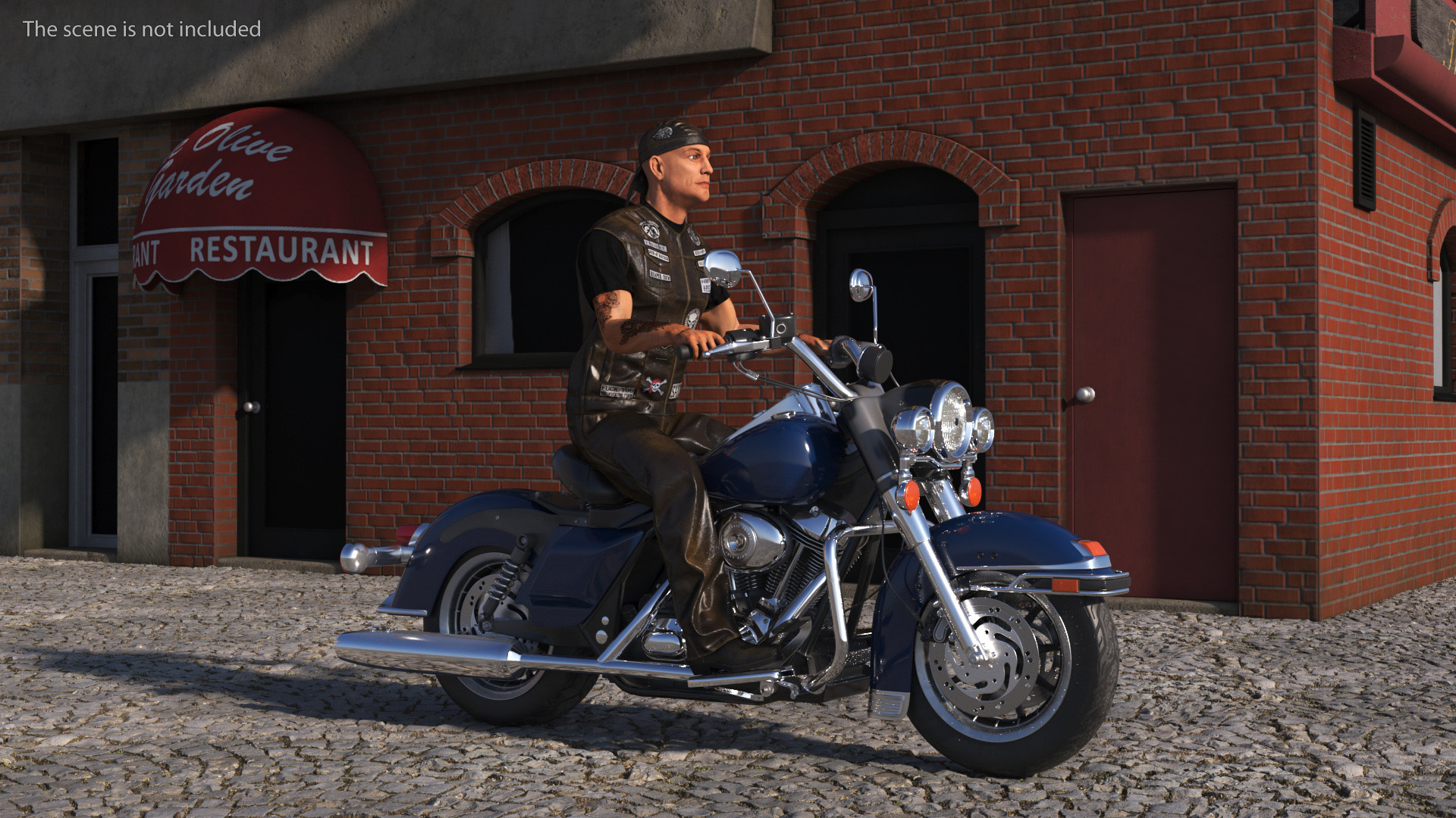 3D model Biker on Classic Cruiser Motorcycle