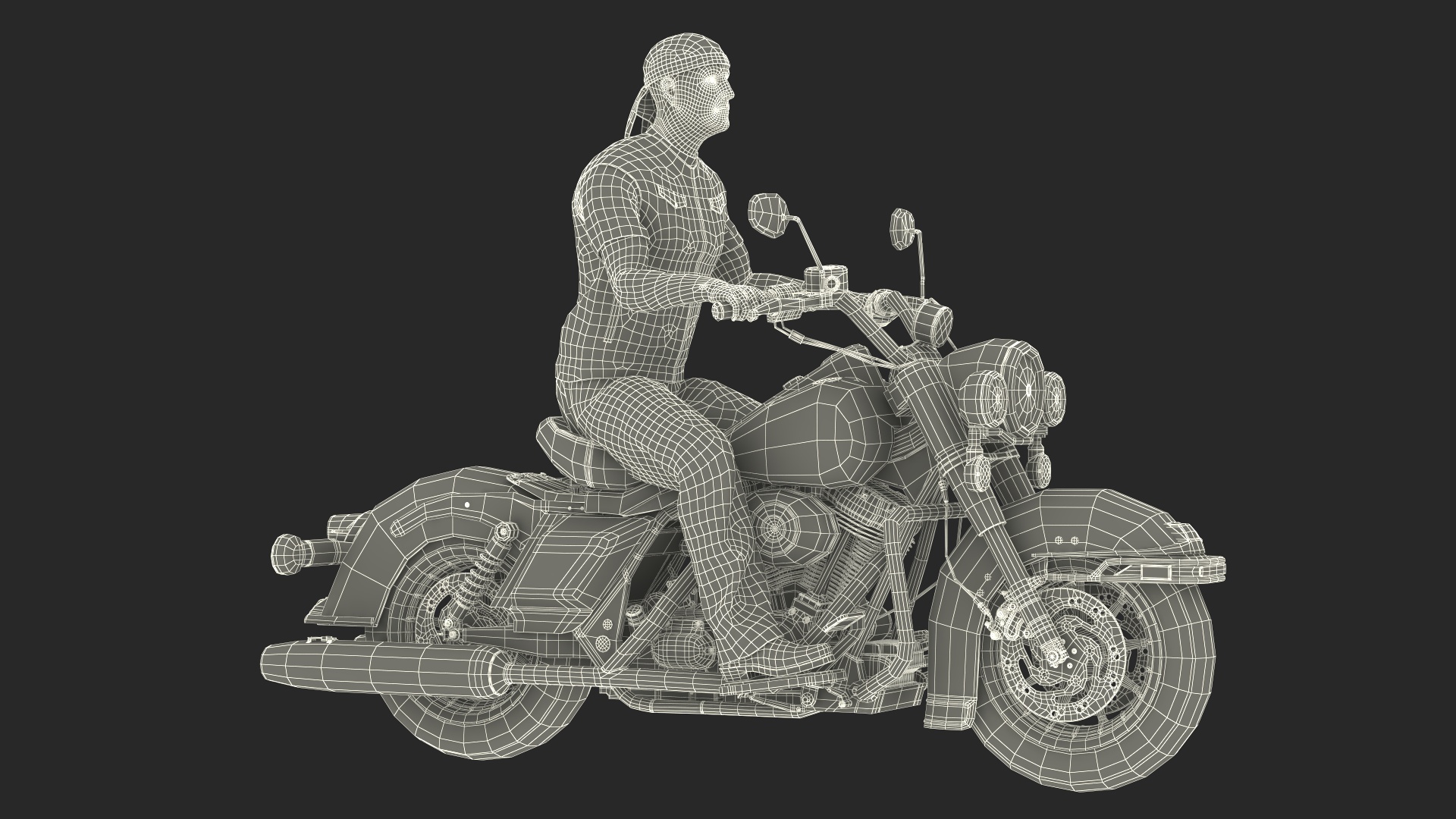 3D model Biker on Classic Cruiser Motorcycle