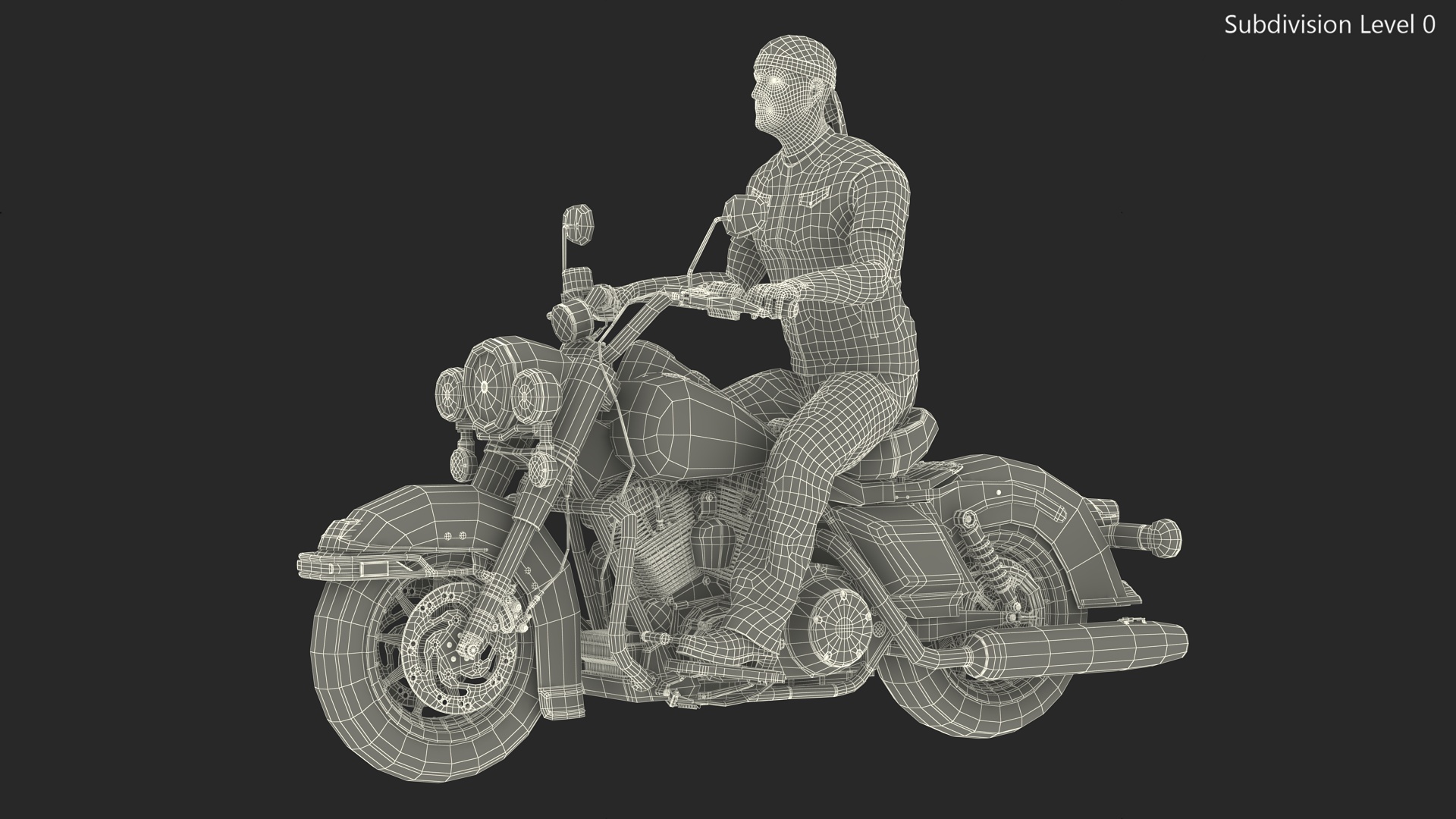 3D model Biker on Classic Cruiser Motorcycle