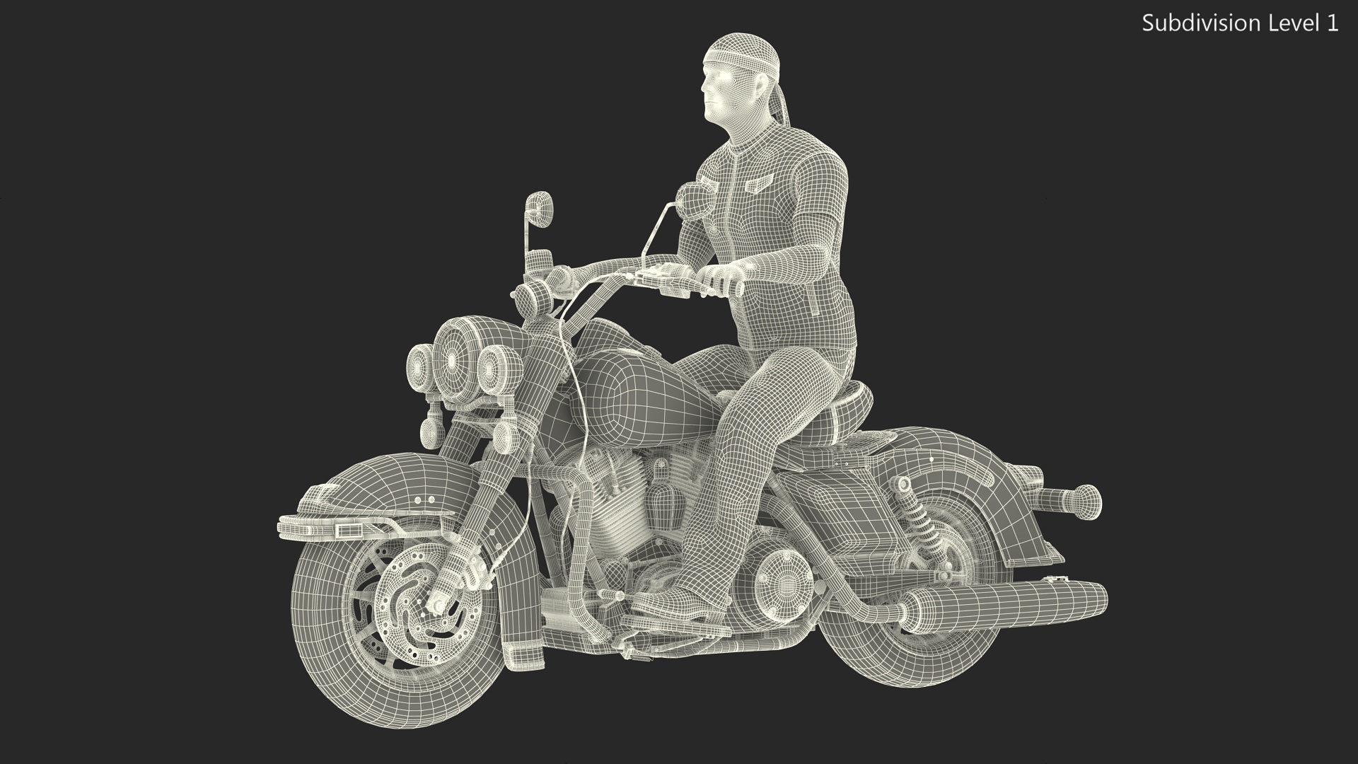 3D model Biker on Classic Cruiser Motorcycle