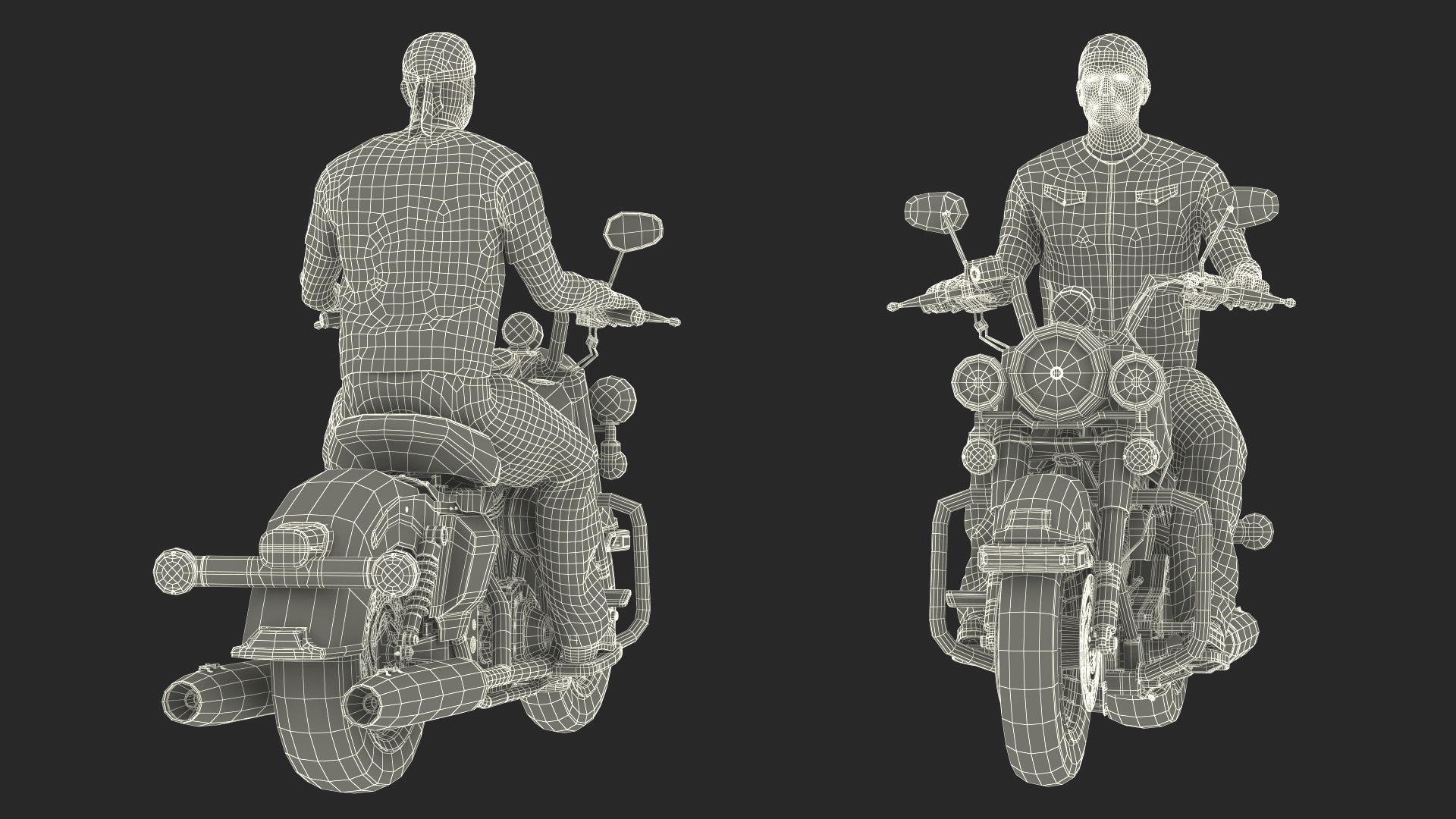 3D model Biker on Classic Cruiser Motorcycle