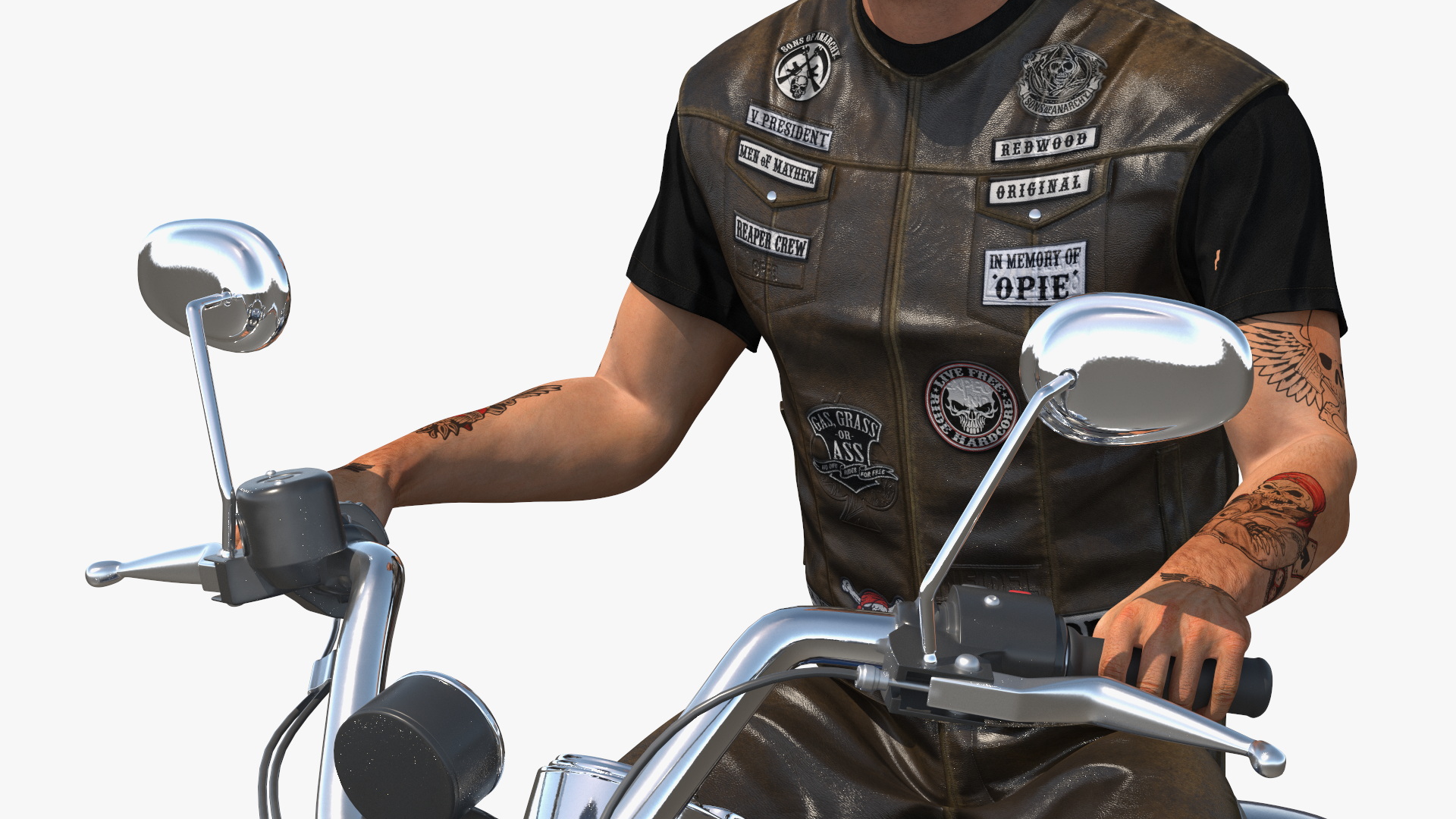 3D model Biker on Classic Cruiser Motorcycle